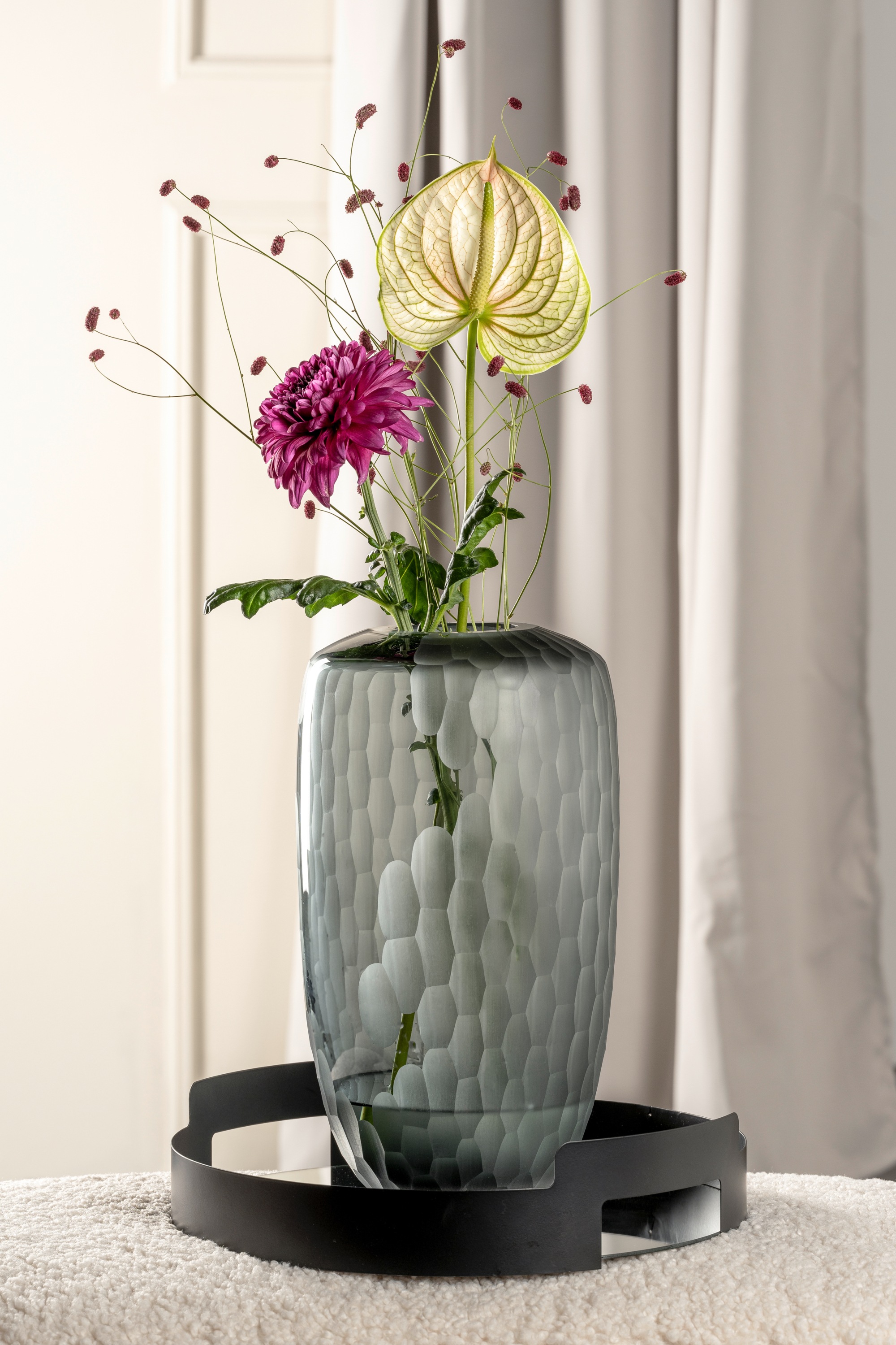 LEONARDO Tischvase »Dekovase BELLAGIO«, (1 St.), aus Glas, anthrazitfarben, handgefertigt