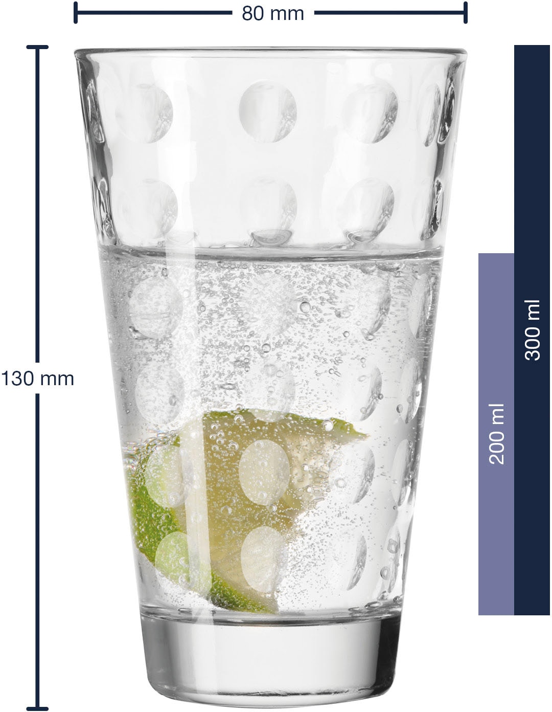 LEONARDO Longdrinkglas »OPTIC«, (Set, 6 tlg.), 300 ml, 6-teilig
