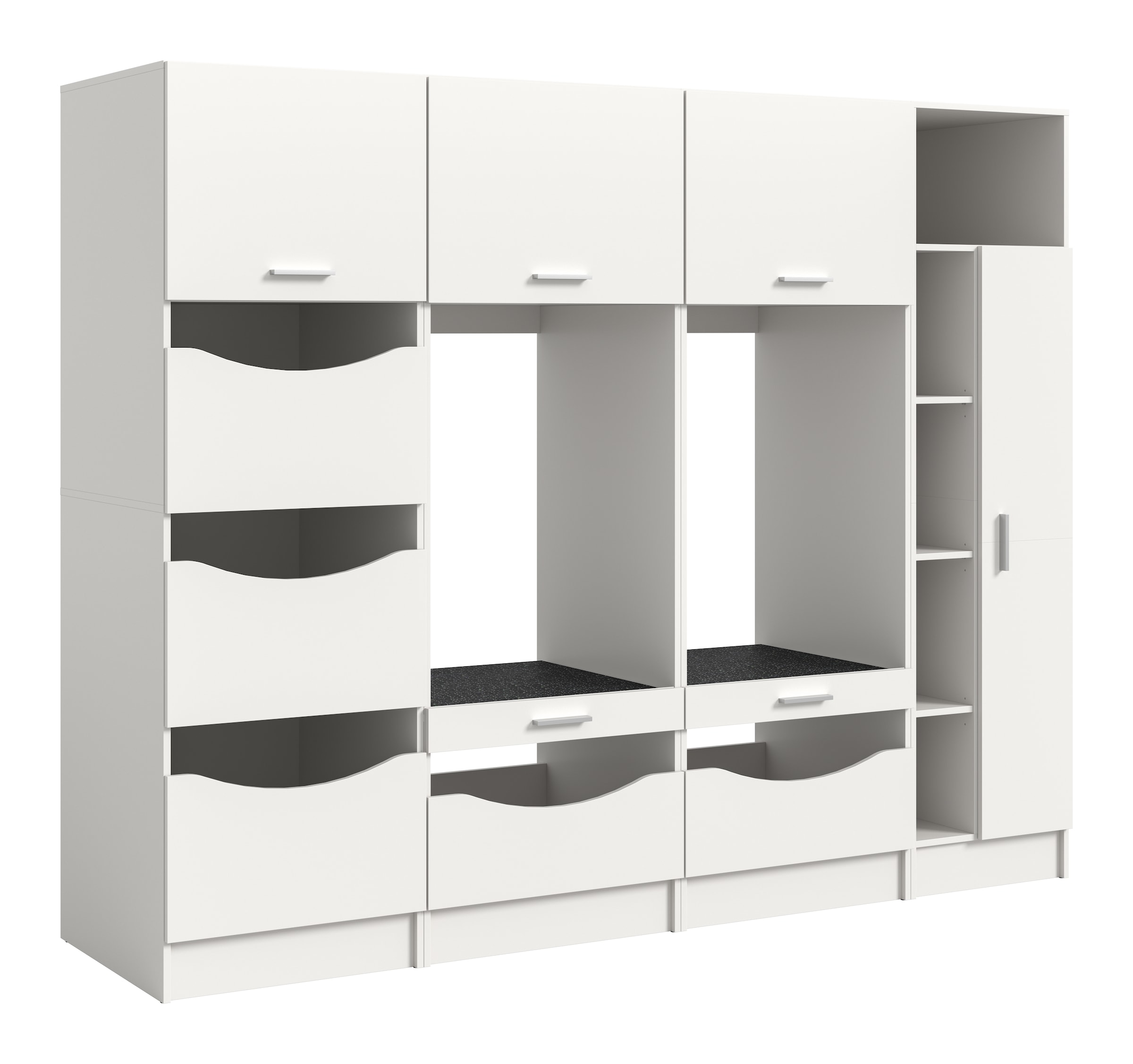 welltime Mehrzweckschrank-Set »FALAS,  4-teilig, Hauswirtschaftsraum Set, Breite 242 cm« 2x Waschmaschinenumbauschrank, 1x Wäscheschrank & 1x Mehrzweckschrank, 