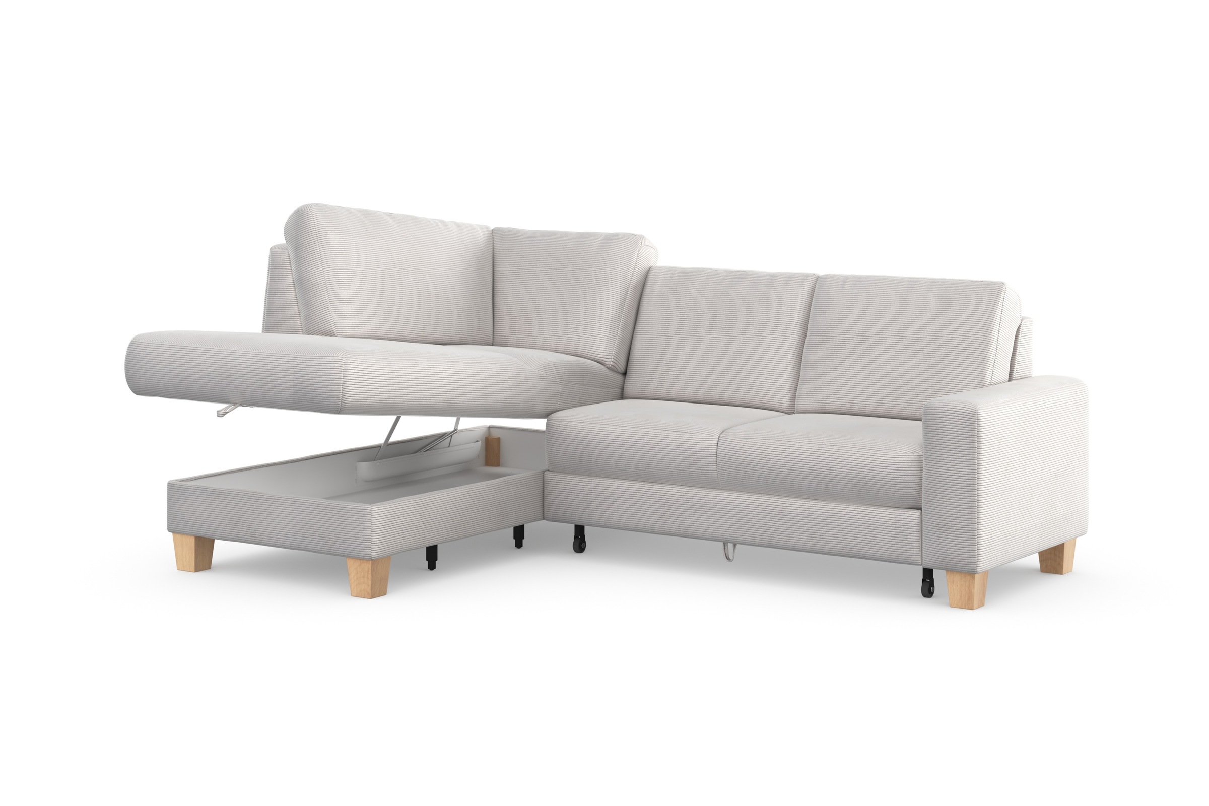 Home affaire Ecksofa »Summer L-Form«, mit Ottomane, wahlweise mit Bettfunktion und Bettkasten, Cord-Bezug