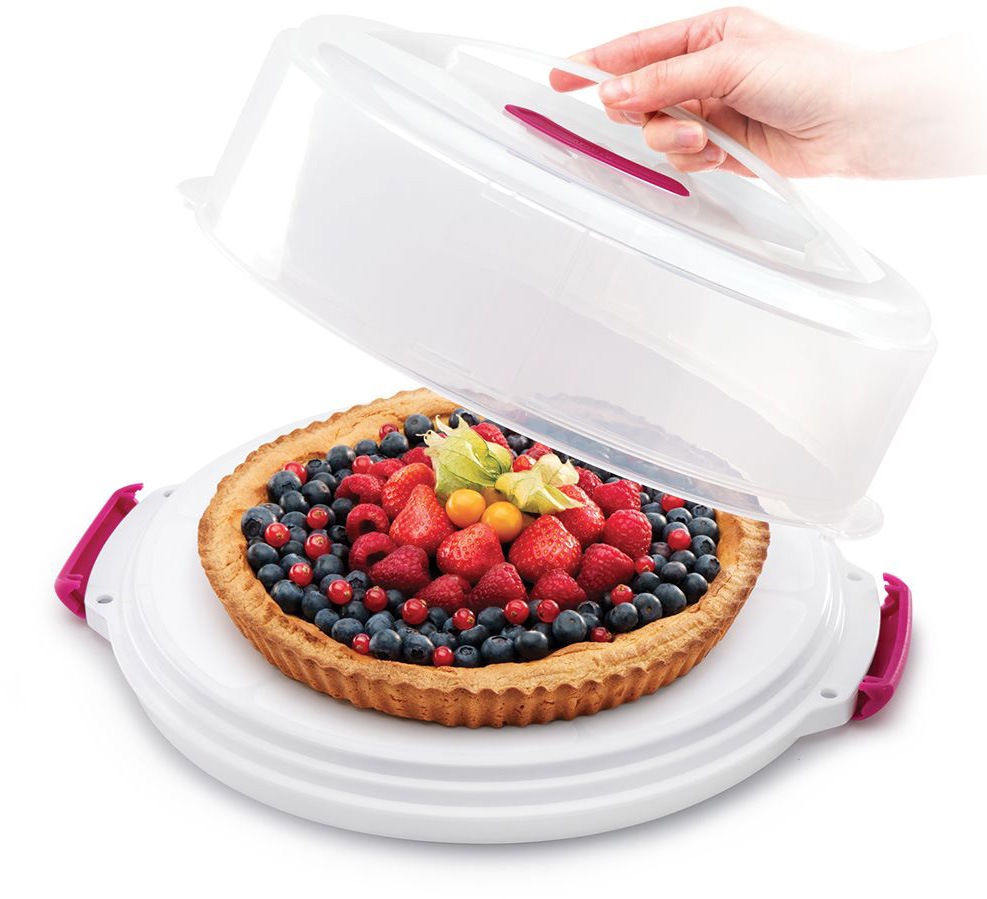 Metaltex Kuchentransportbox, rot (transparent, rot), Ø 30cm