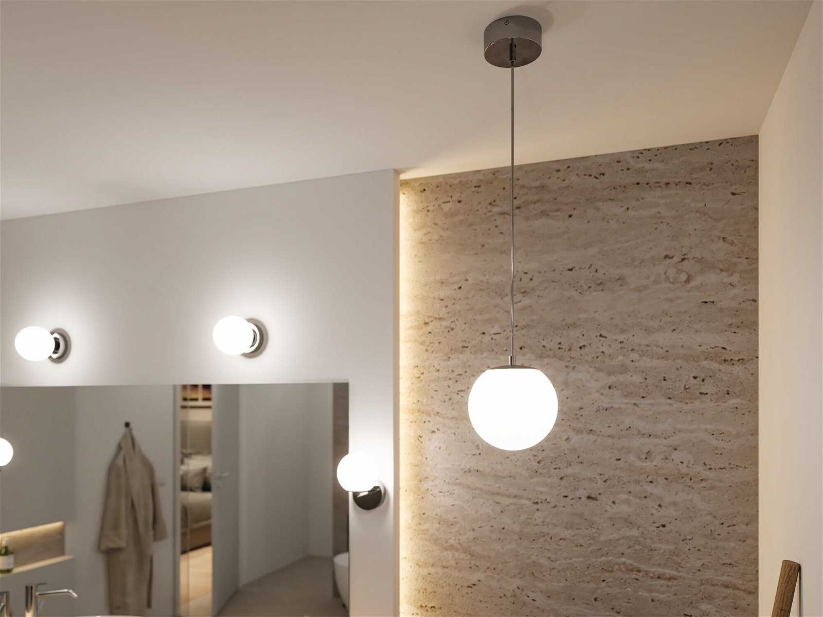 Paulmann LED Pendelleuchte »Selection Bathroom Gove IP44 9W 3000K Satin, Glas/Metall«, 1 flammig