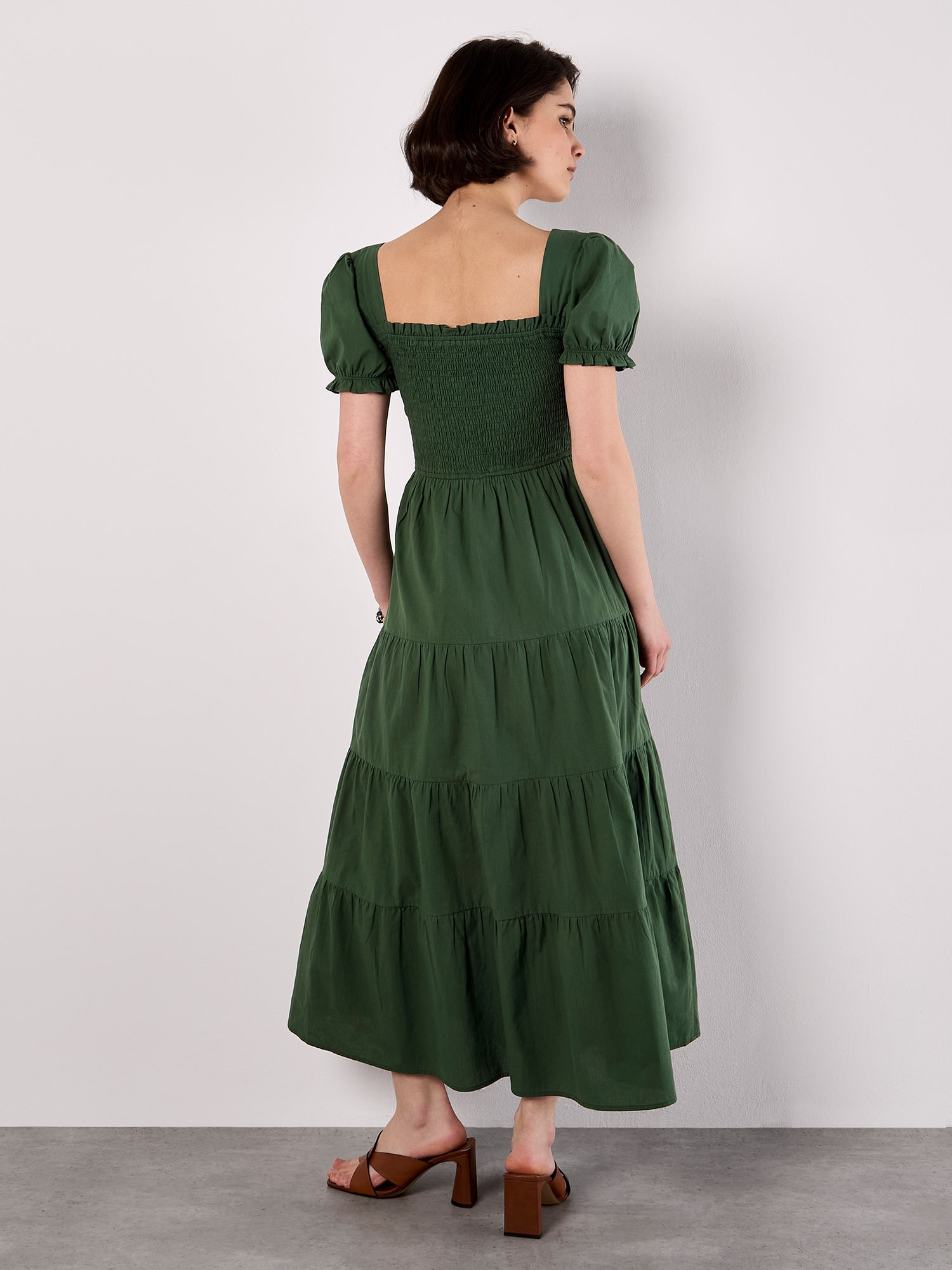 Apricot Midikleid »Midi-Kleid aus Baumwolle« mit Stufenrock