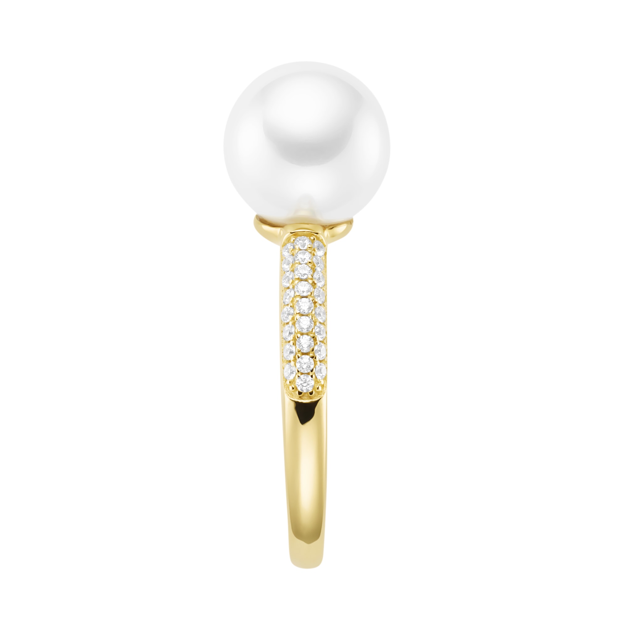 GIORGIO MARTELLO MILANO Perlenring »Ring mit Muschelkern-Perle und Zirkonia, Silber 925«