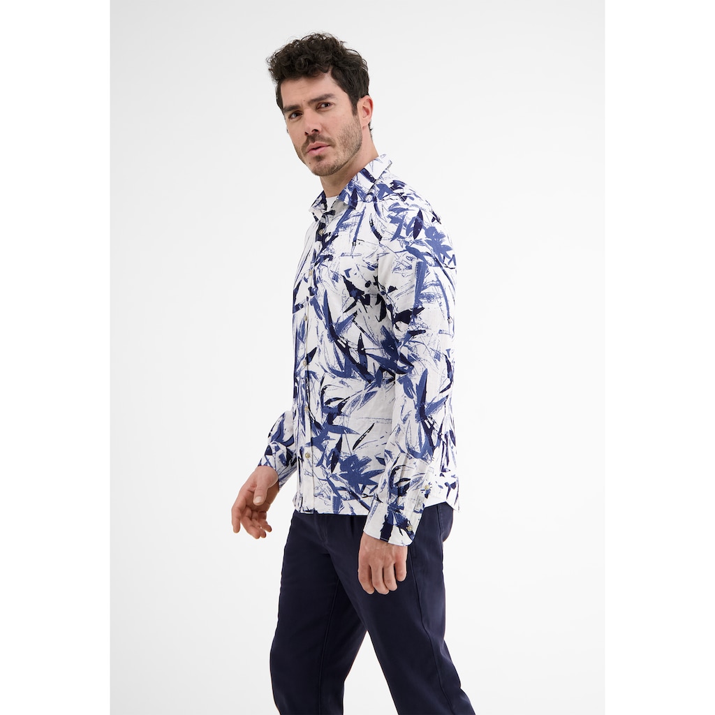 LERROS Langarmhemd »LERROS Leinenhemd mit floralem AOP«