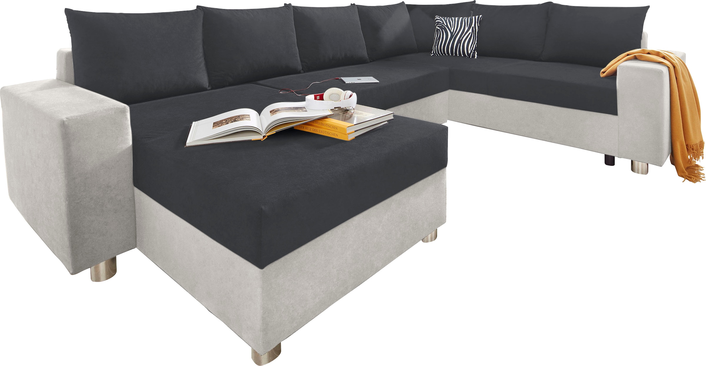 COLLECTION AB Wohnlandschaft »Paris U-Form« mit Federkern, wahlweise mit Bettfunktion und Bettkasten