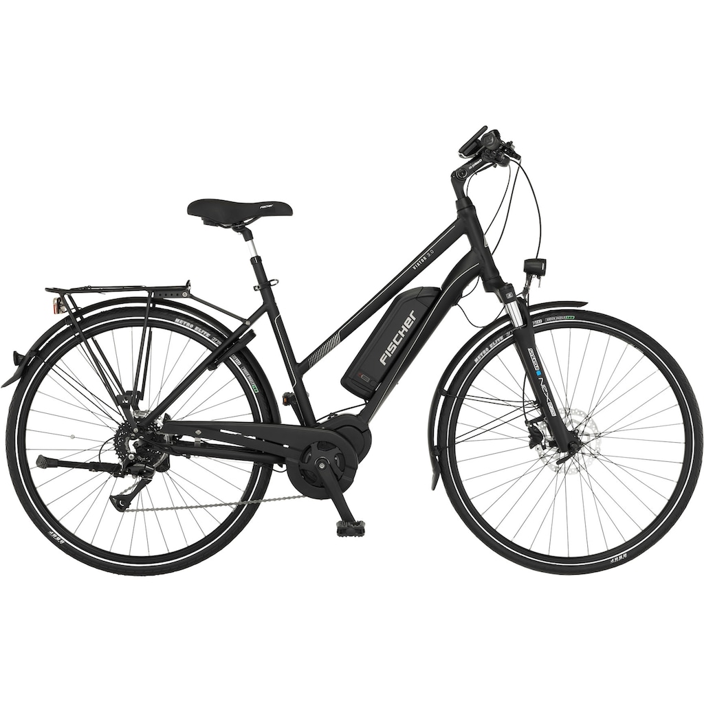 FISCHER Fahrrad E-Bike »VIATOR 3.0 Damen 49«, 8 Gang, Shimano, Acera, Mittelmotor 250 W, (mit Faltschloss)