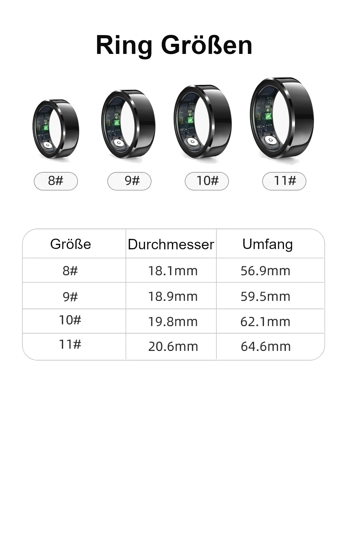 felixx Activity Tracker »Smart Ring SR6-Schwarz-Größe 10 (62,1mm)«