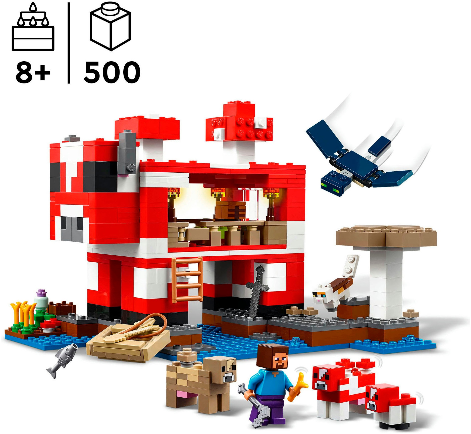 LEGO® Konstruktionsspielsteine »Das Pilzkuh-Haus (21270), LEGO Minecraft«, (500 St.), Made in Europe