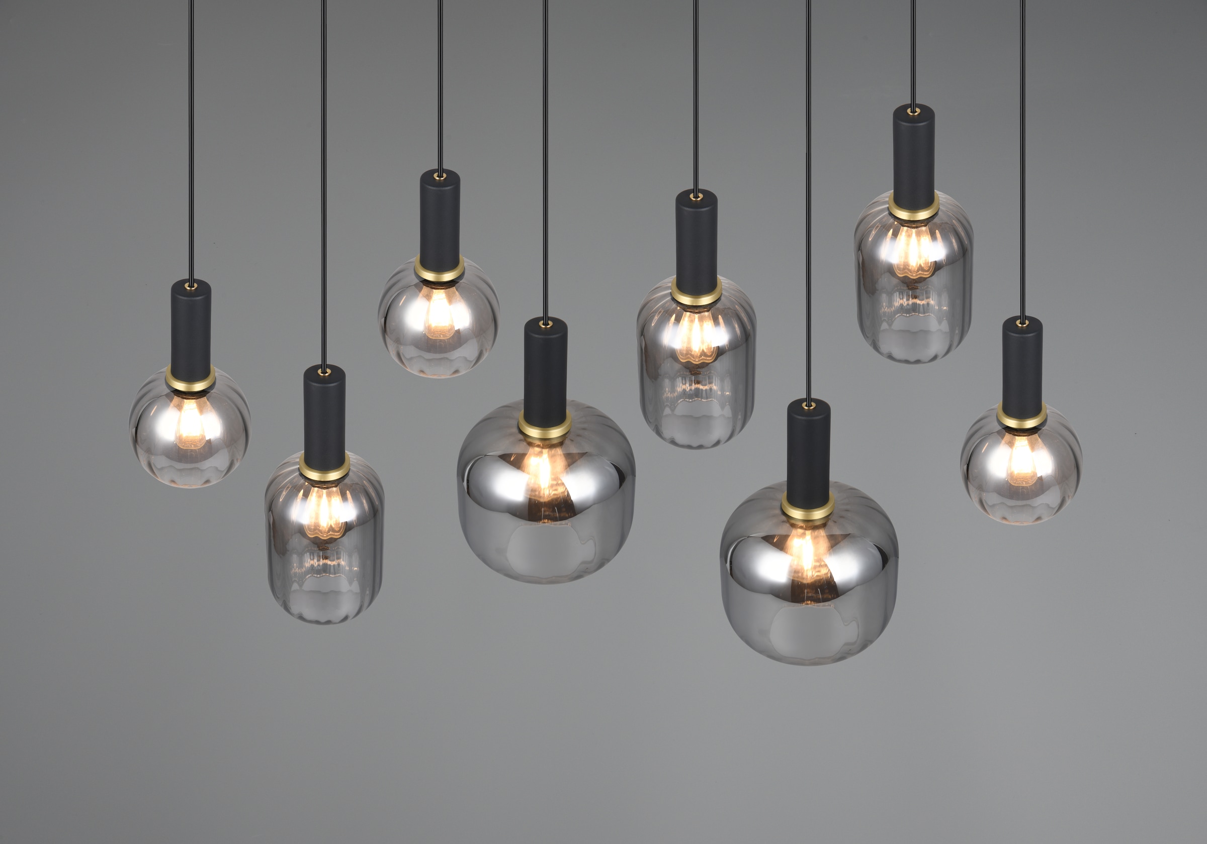 TRIO Leuchten Pendelleuchte »DIVA, E27 Hängelampe 8-flammig mit Glasschirm, exkl 8xE27 max 10W« E27 1 Stk. warmweiß - kaltweiß höhenverstellbar bis max 150cm Hängeleuchte 120x32 cm Wohnzimmer Küche