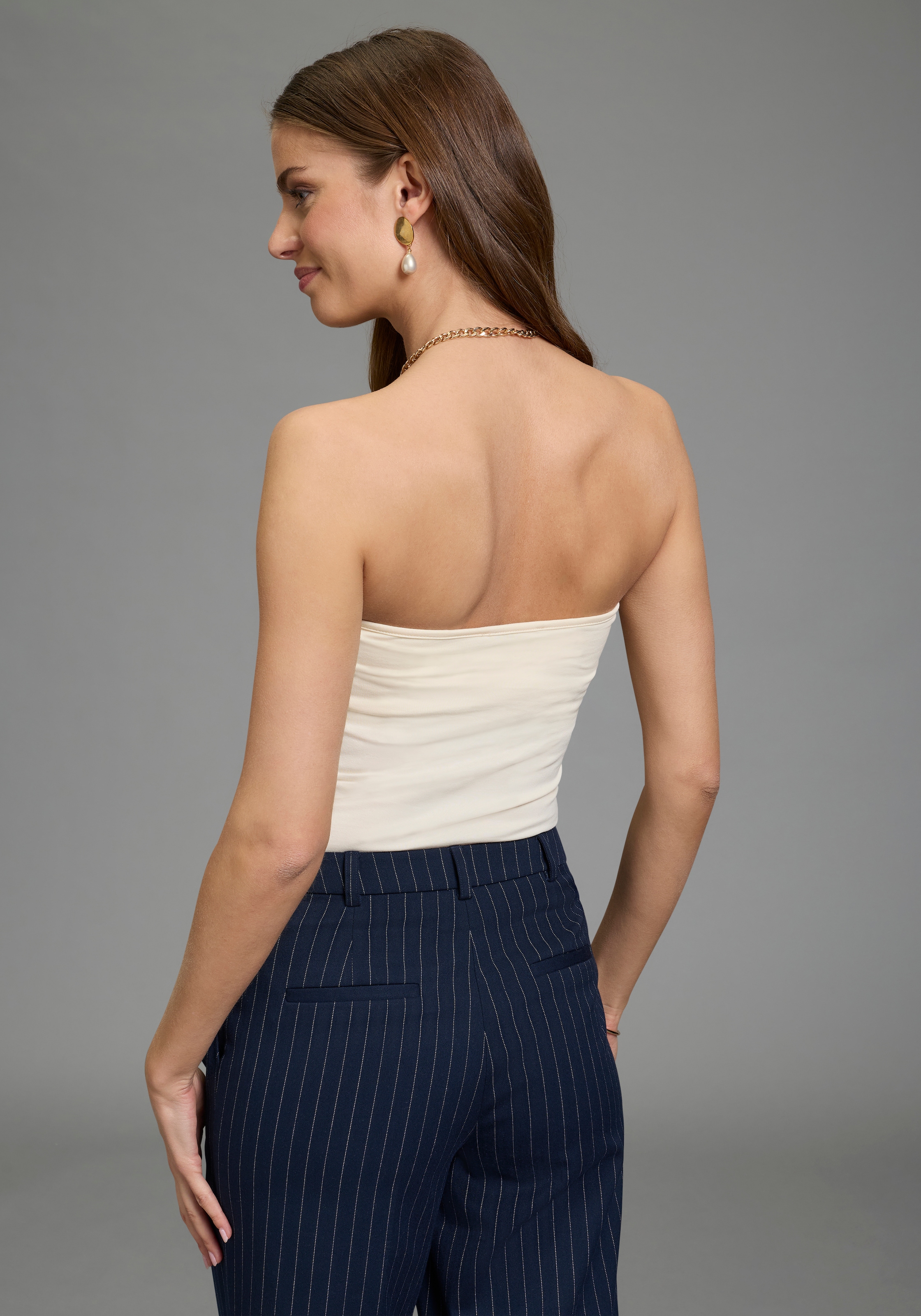 Melrose Bandeautop 2er-Pack,  mit Raffung an der Naht, durchgestepptes Rumpfabschluss