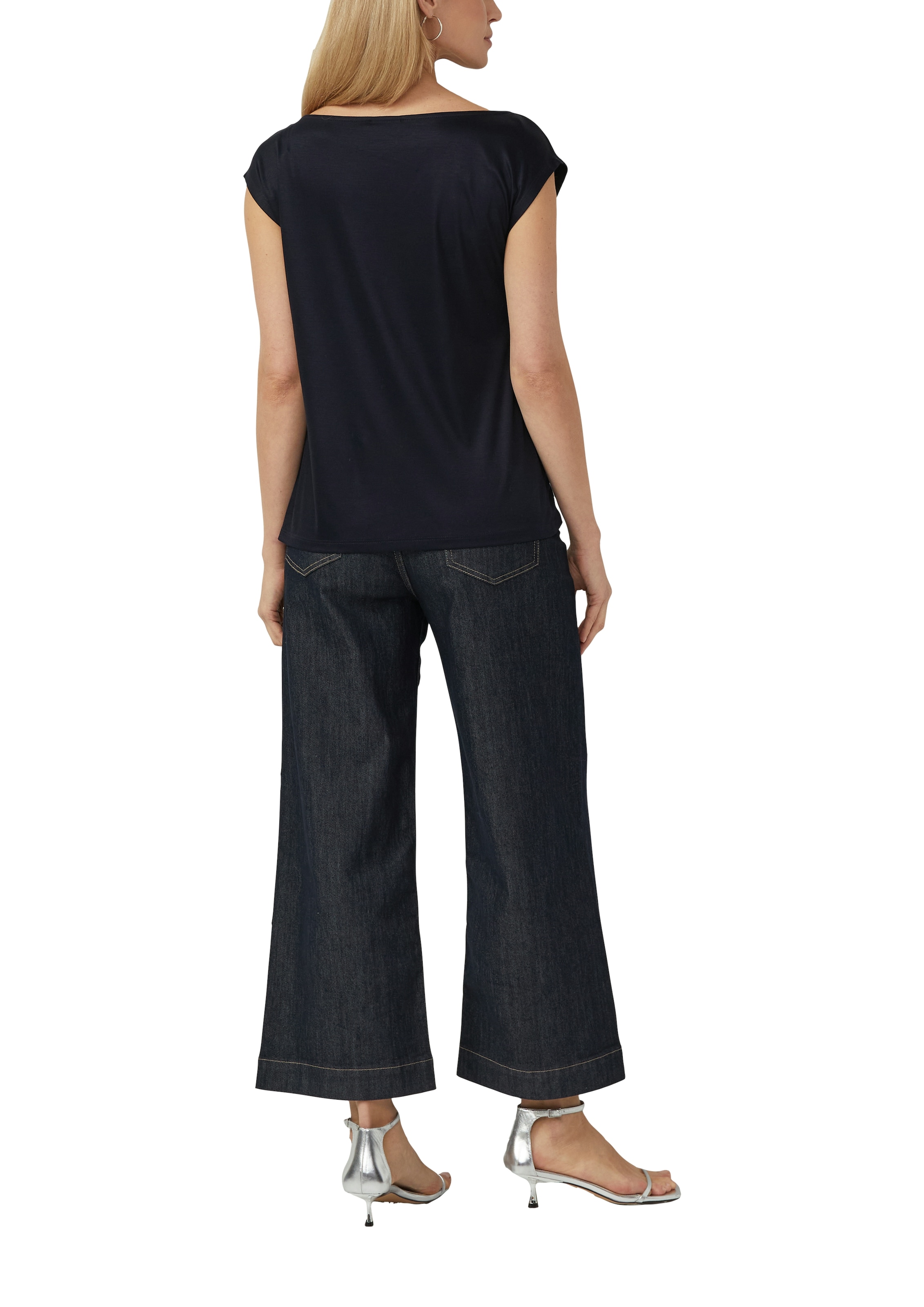 s.Oliver BLACK LABEL Wasserfallshirt mit Wasserfall-Kragen und aus reiner Viskose