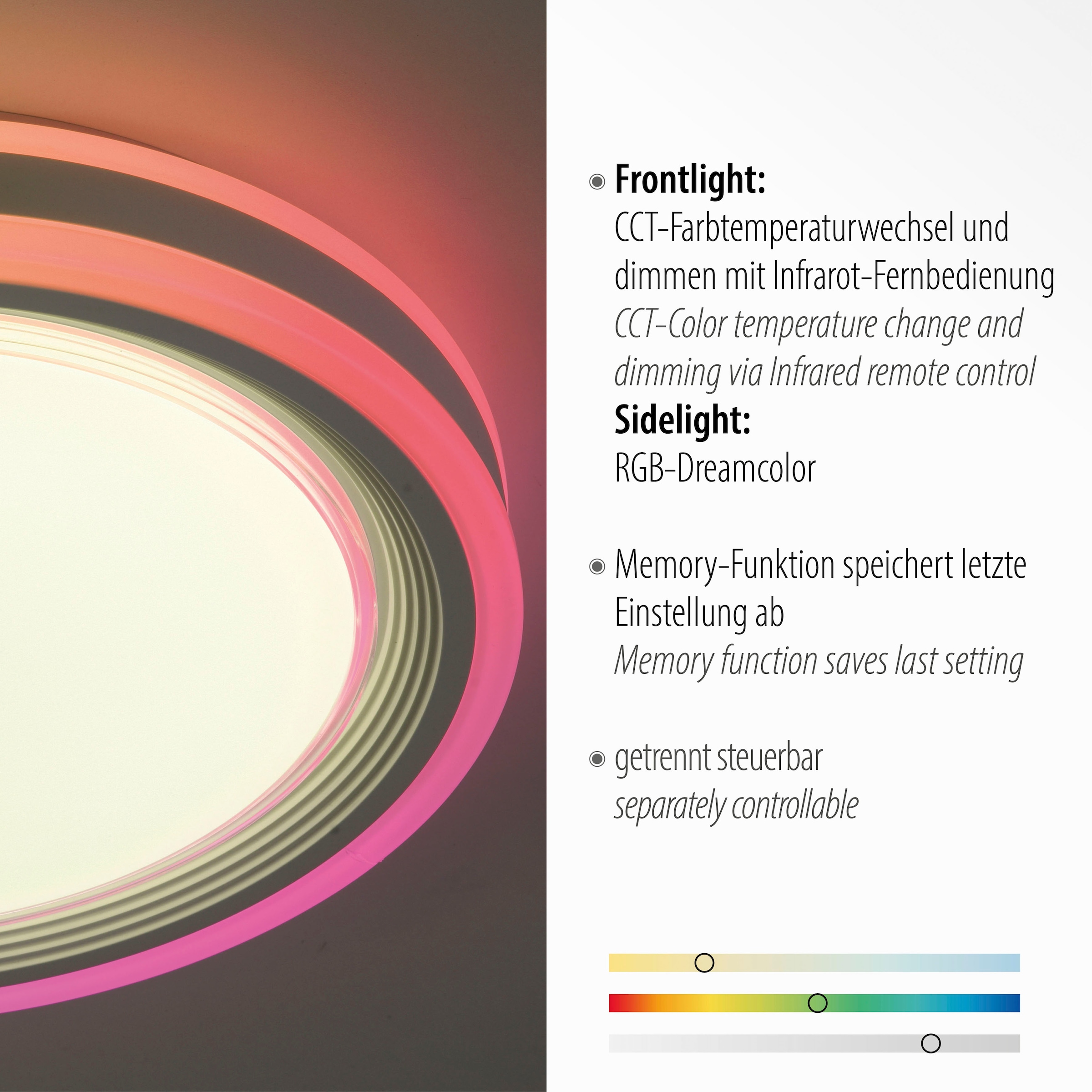 Deckenleuchten Deckenlampe RGB-Rainbow, home Jahren CCT mit 3 Garantie mit »Danna«, kaufen 2700-6000K, online | XXL my Fernbedienung