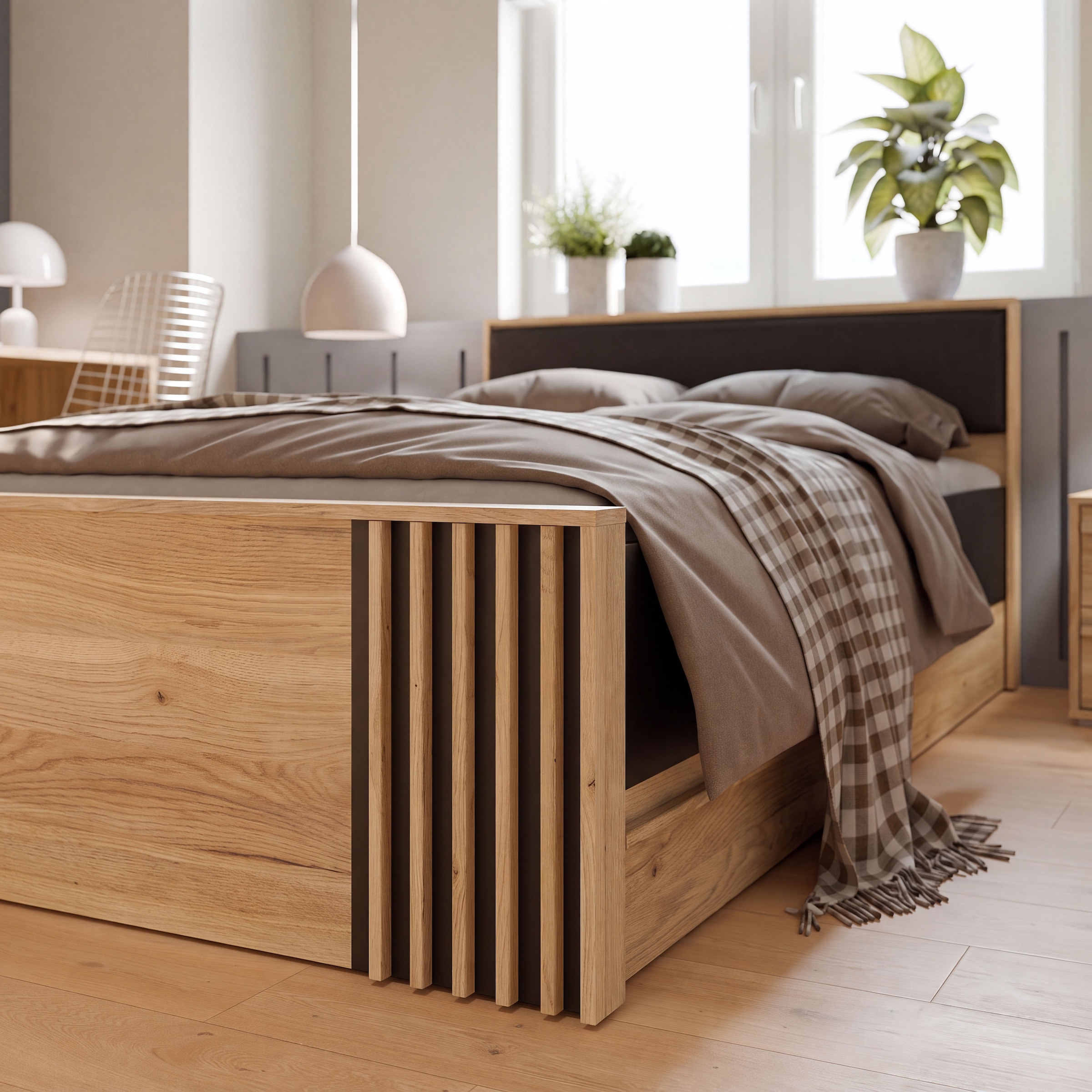 FORTE Bett »Bett mit Stauraum 2 SK, Kopfteil gepolstert« B/H/T 130/84/213 cm, in 2 Farben erhältlich
