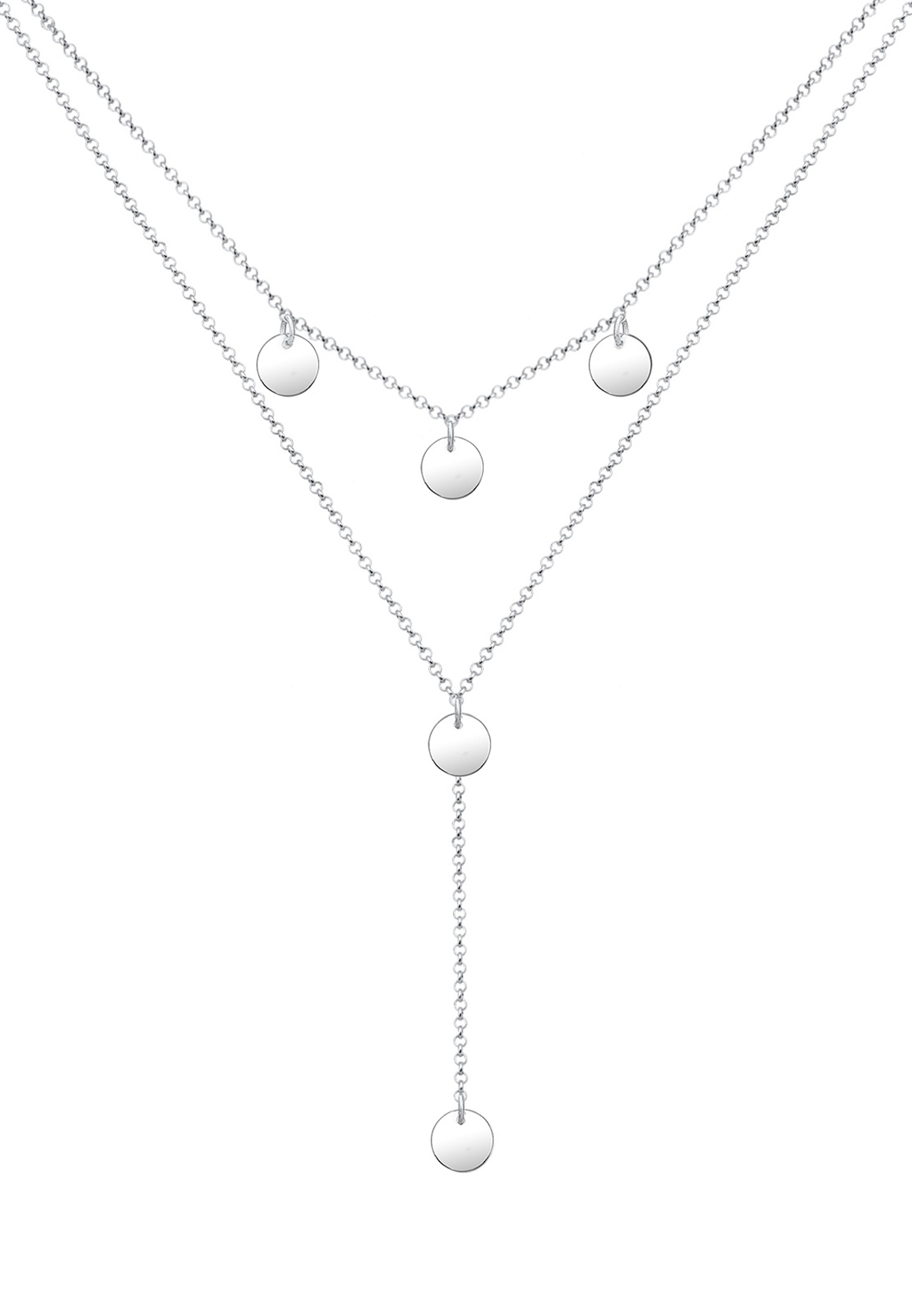 Elli Y-Kette »Halskette Y-Kette Geo Layer Kreis Plättchen 925 Silber«