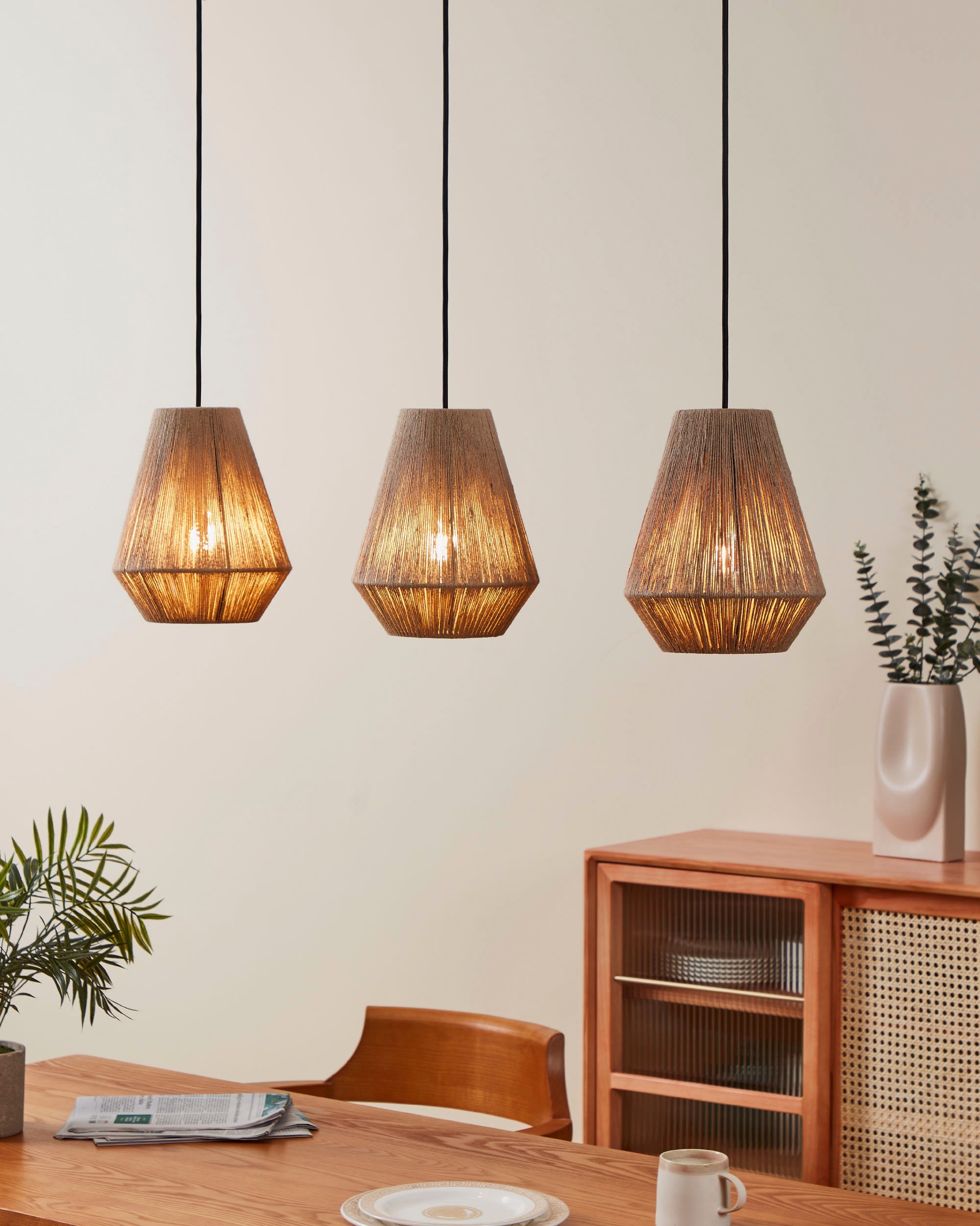 EGLO Hängeleuchte »ALDERNEY Pendellampe, Stahl und Textil, E27, Esszimmerlampe, Lampe« E27 1 Stk. Hängeleuchte, L90 x B20 x H110, schwarz, 3X40W exkl.