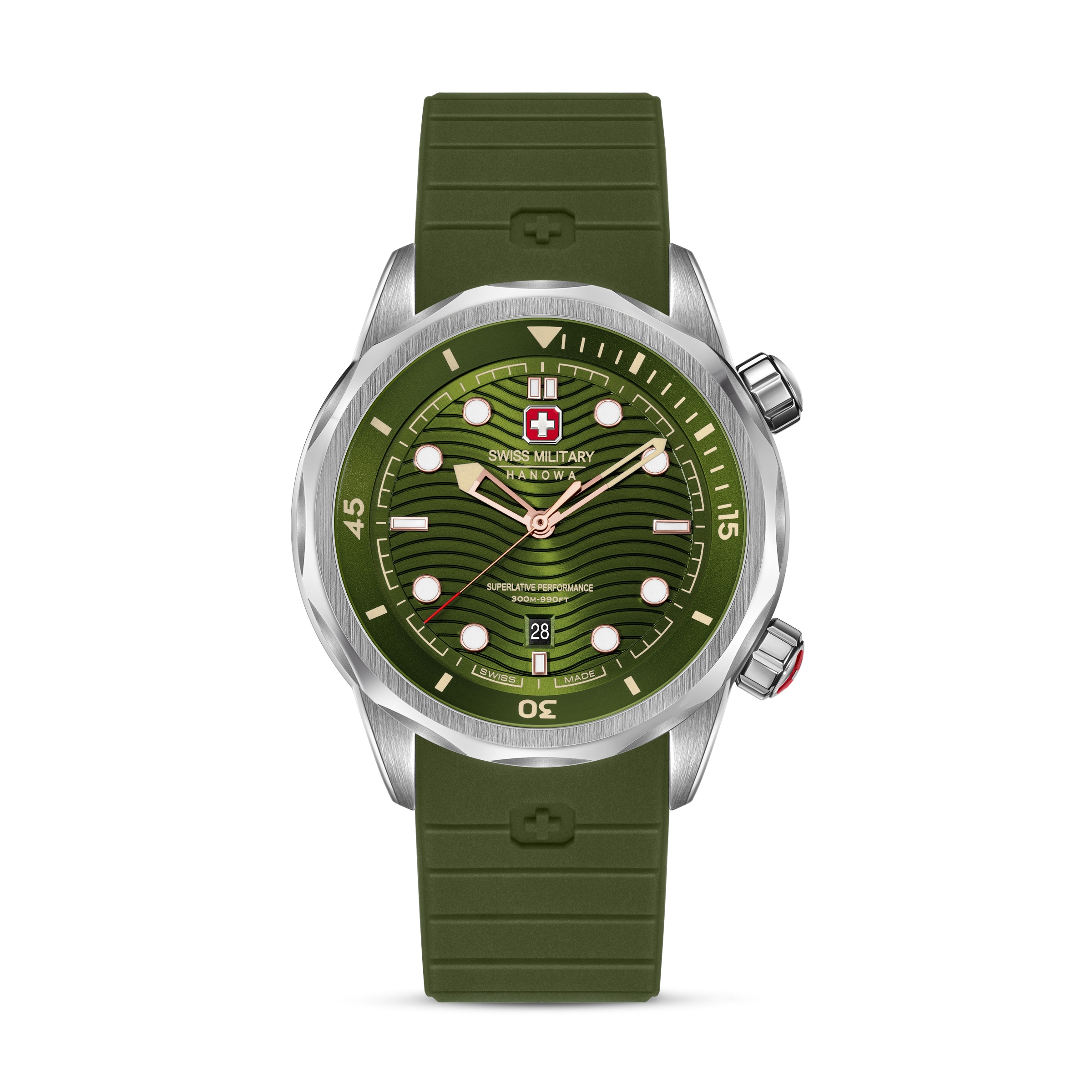 Swiss Military Hanowa Quarzuhr »Breakwater« Armbanduhr, Herrenuhr, Swiss Made, Silikonarmband, analog, Tag