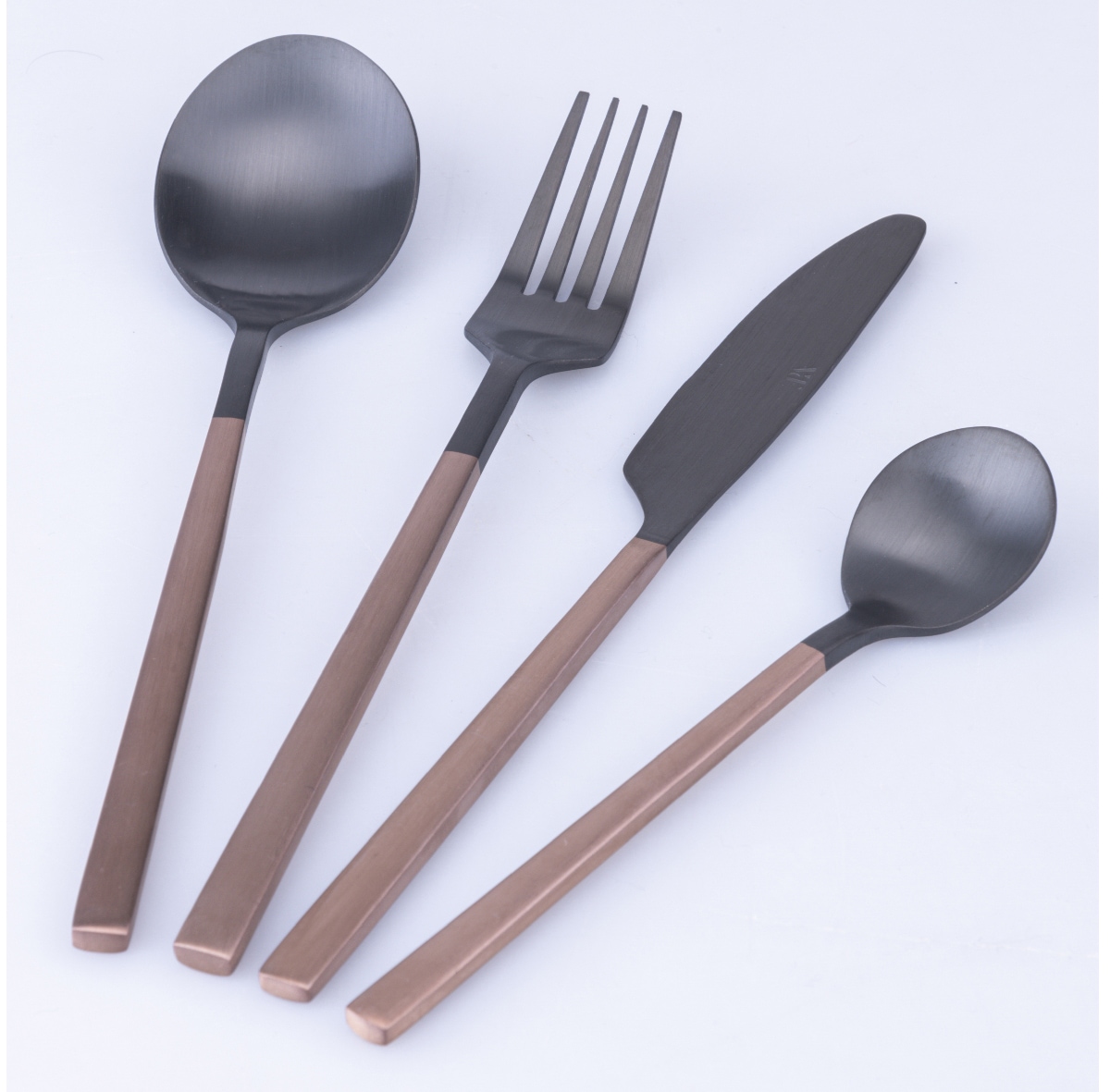 Villa d'Este Besteck-Set »Stylo Duo satiniert back«, (Set, 24 tlg.), Essbesteck-Set, satiniert