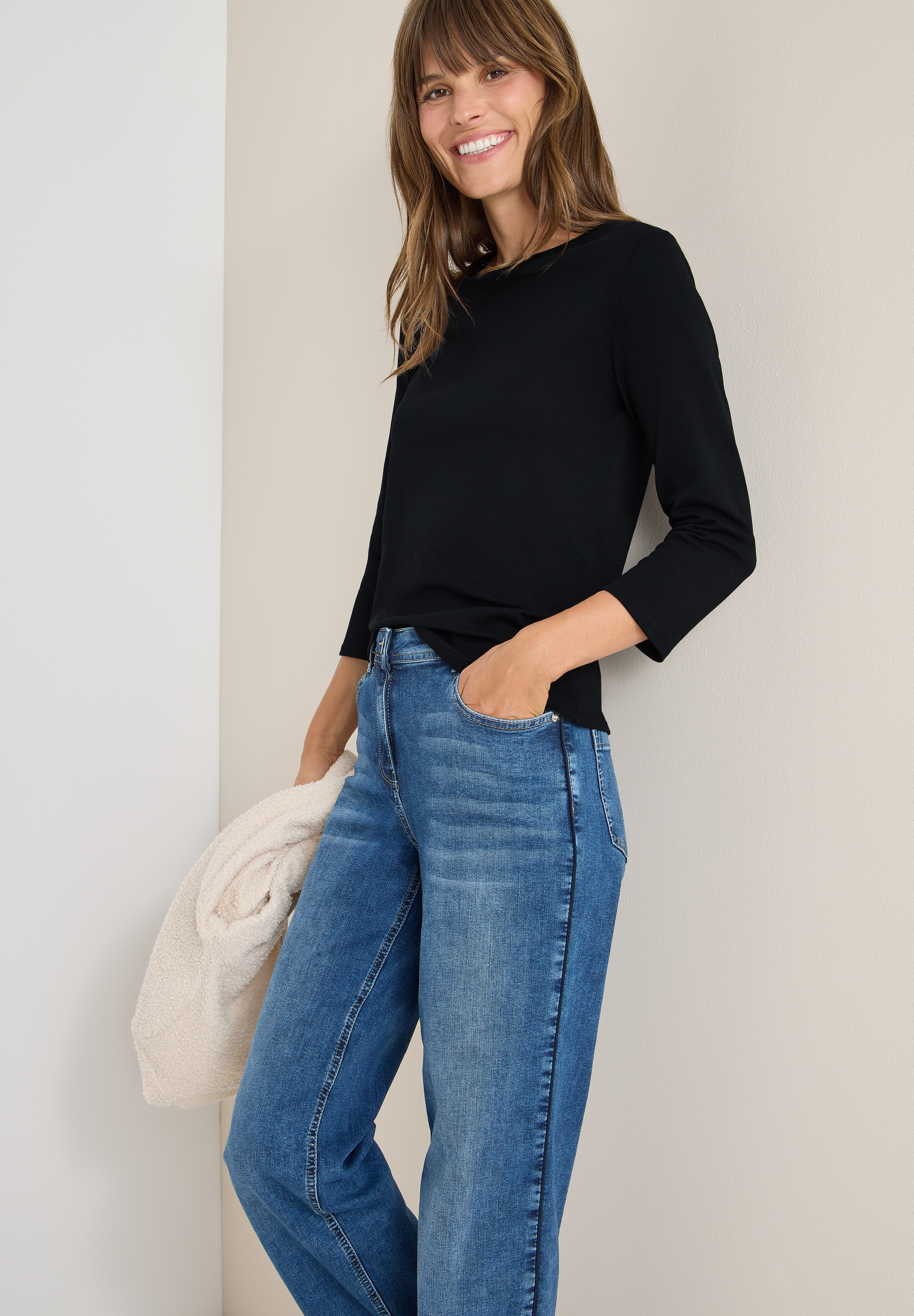 Cecil 3/4-Arm-Shirt mit U-Boot-Ausschnitt