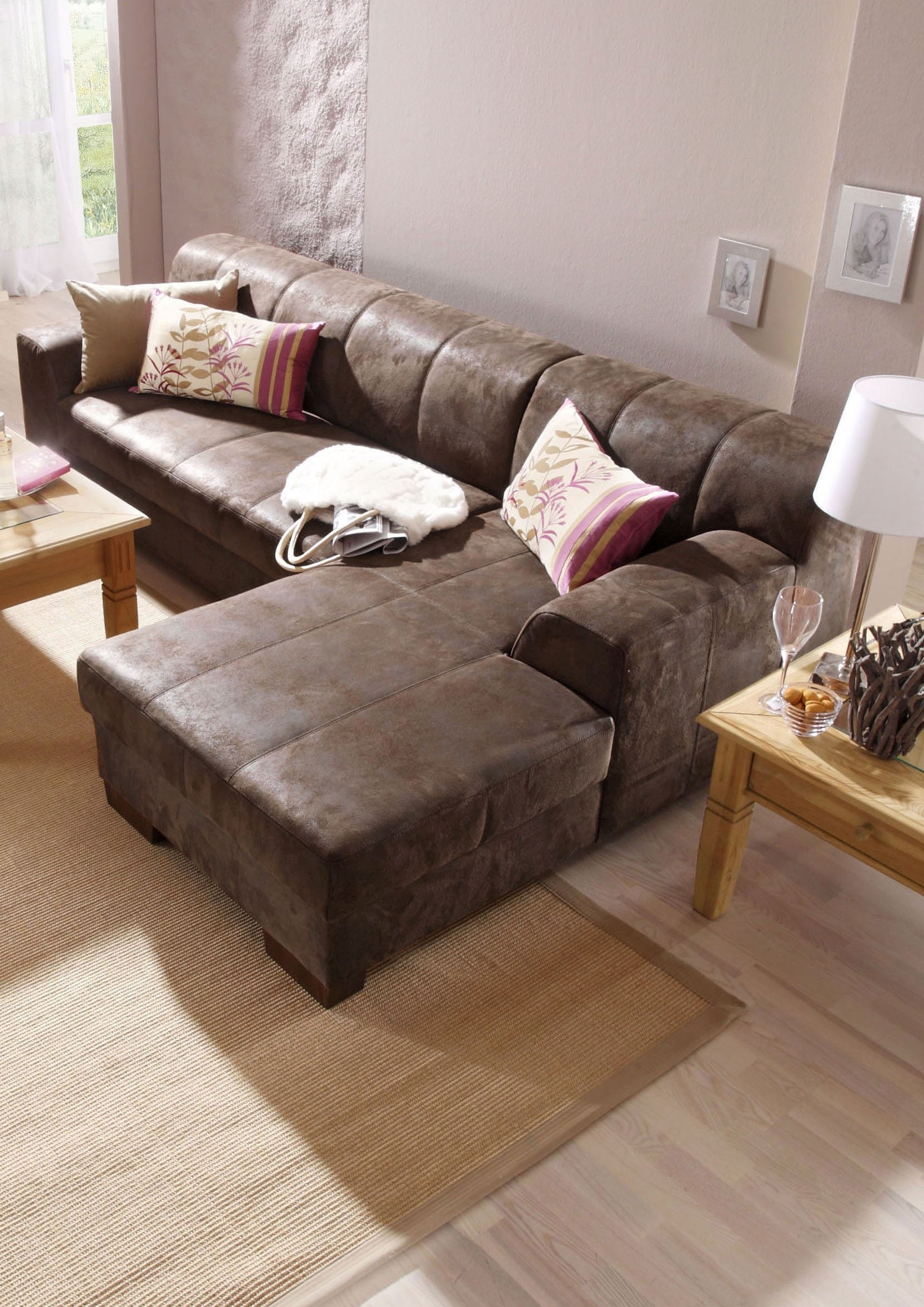 Home affaire Ecksofa »Falk L-Form«, mit Federkern und wahlweise mit Bettfunktion