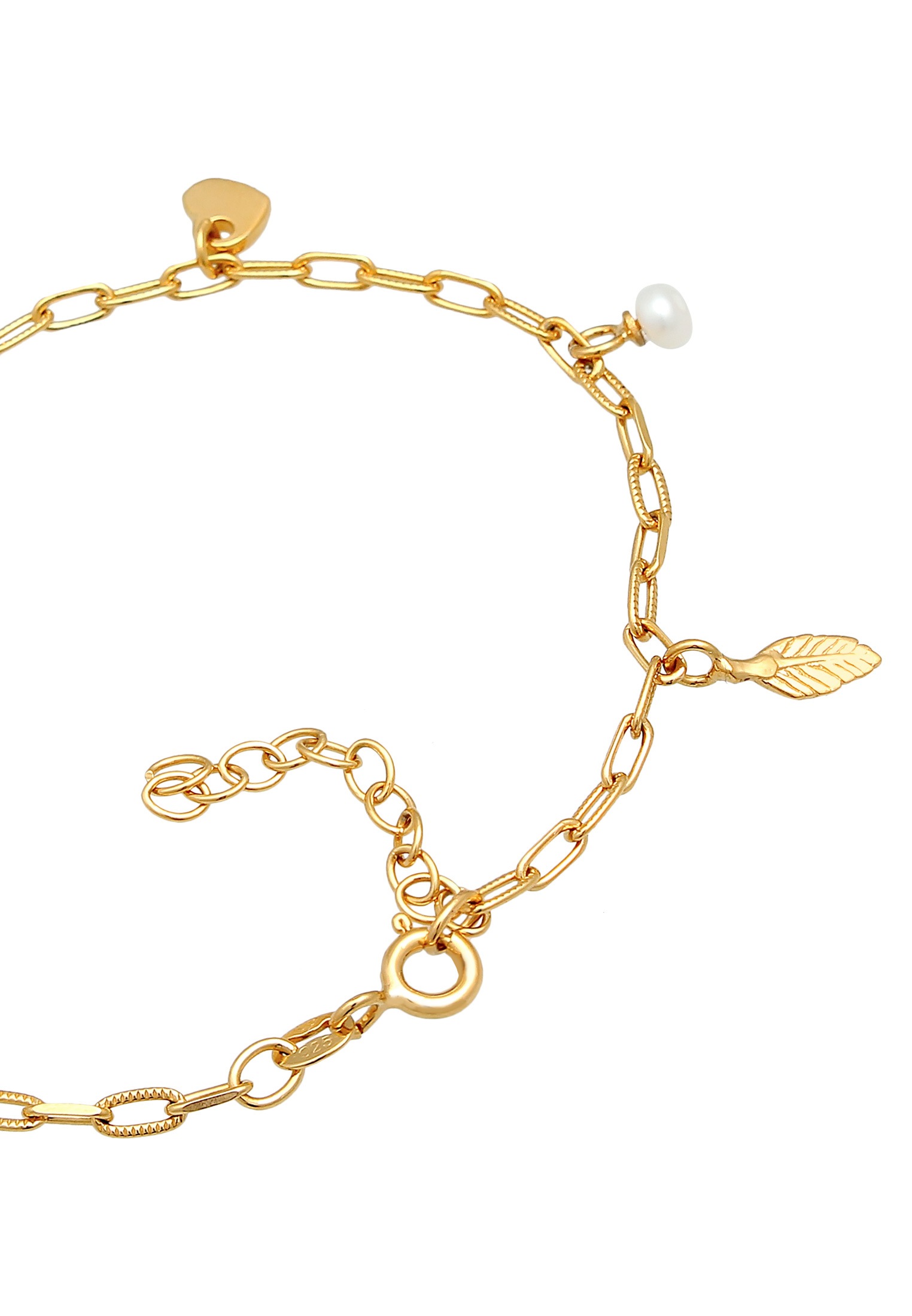 Elli Armkette »Armband Kreuz Feder Herz Süßwasserperle Charm 925 Silber«