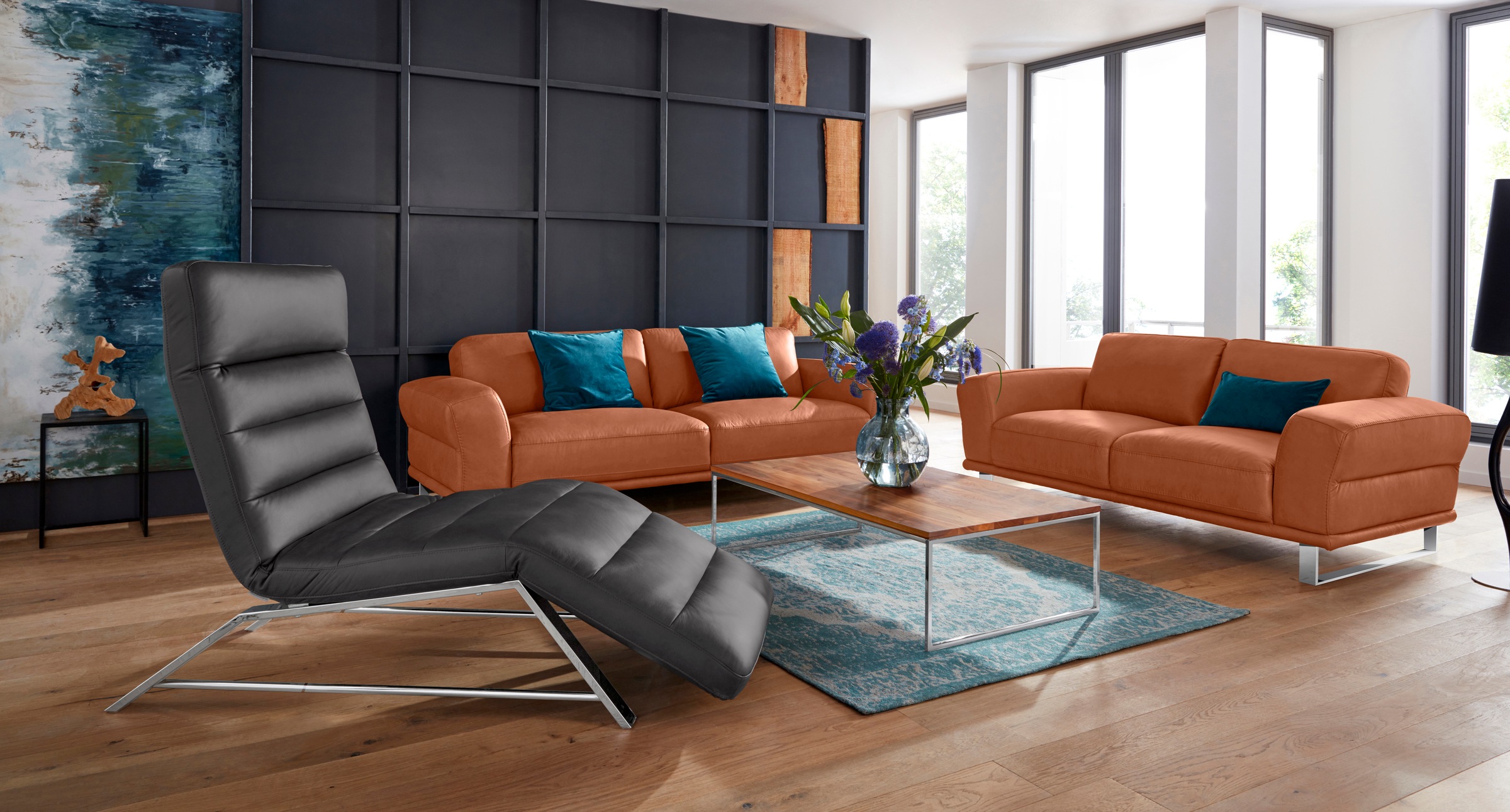 W.SCHILLIG 2,5-Sitzer »montanaa«, mit Metallkufen in Chrom glänzend, Breite 232 cm