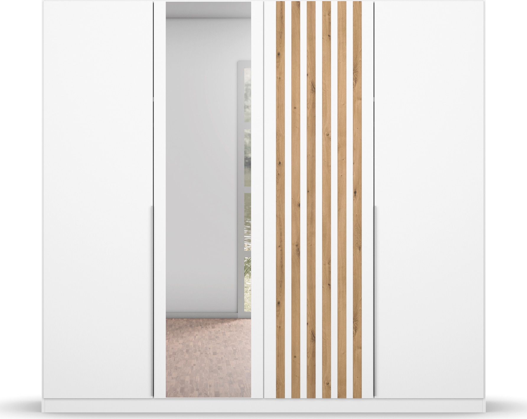 rauch Drehtürenschrank »Kleiderschrank Schrank Garderobe Garderobenschrank LAMELLA«, elegante Lamellen-Auflage in 3D Akustikpaneel Optik MADE IN GERMANY