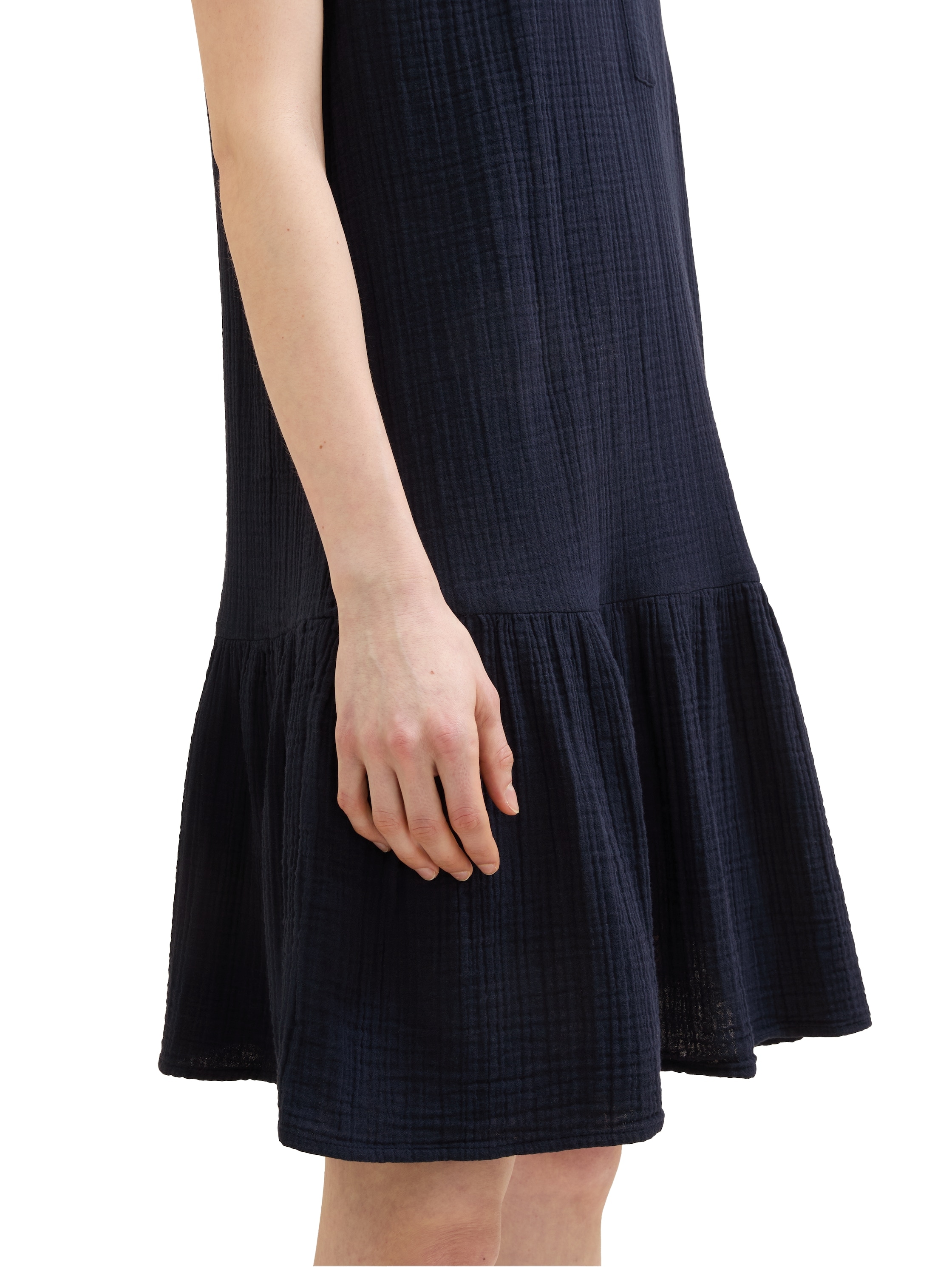 TOM TAILOR Minikleid, mit leichter Raffung - in Crincle-Optik