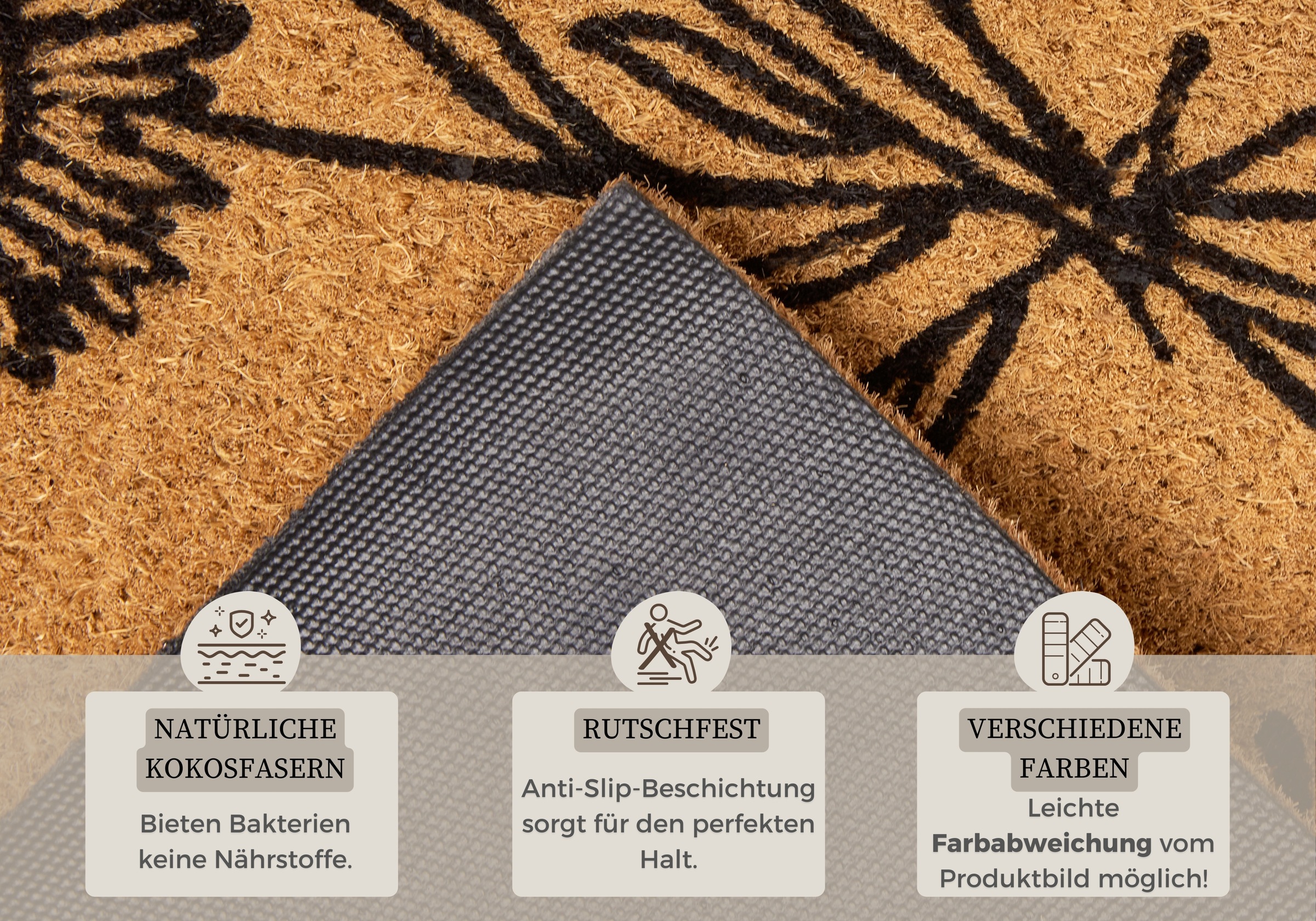 HANSE Home Fußmatte »Hello & Flowers, Türmatte«, rechteckig, 15 mm Höhe, Kokos, Schmutzfangmatte, Outdoor, Rutschfest, Innen, Kokosmatte, Flur