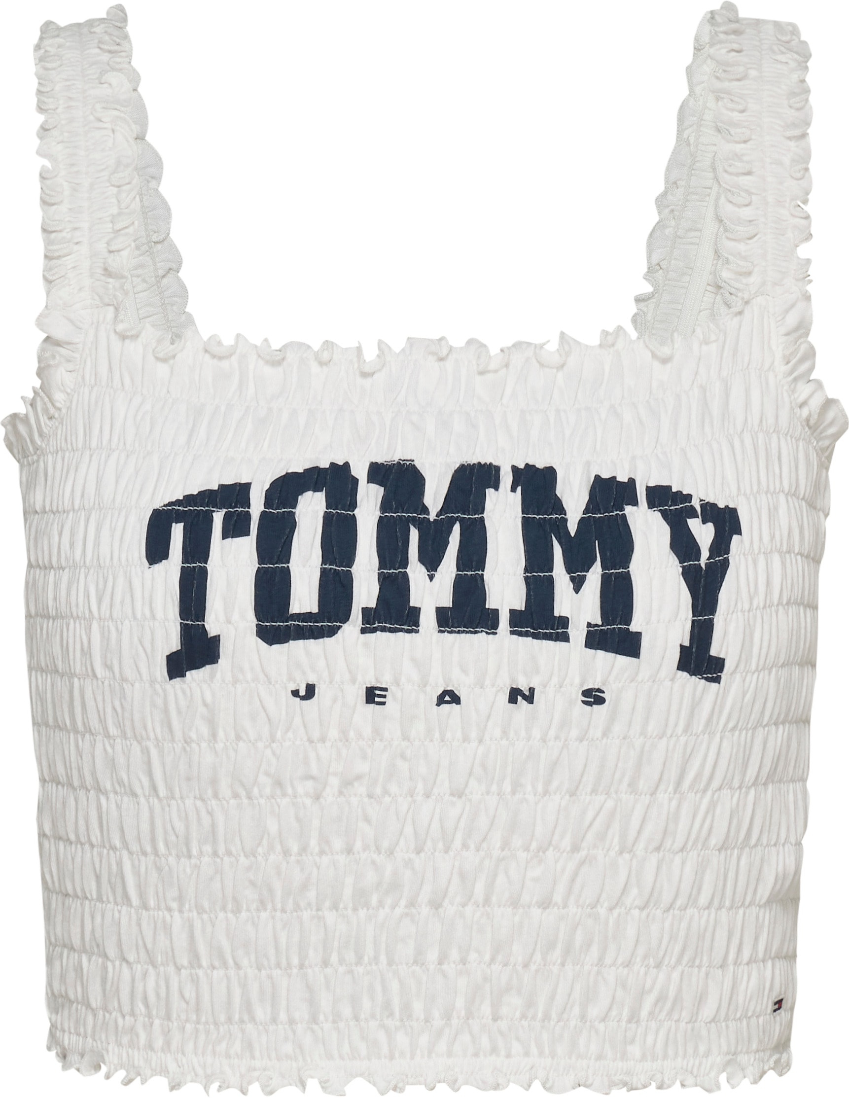 Tommy Jeans Smoktop »TJW SMOCK VARSITY BRALETTE«, in Smok-Optik