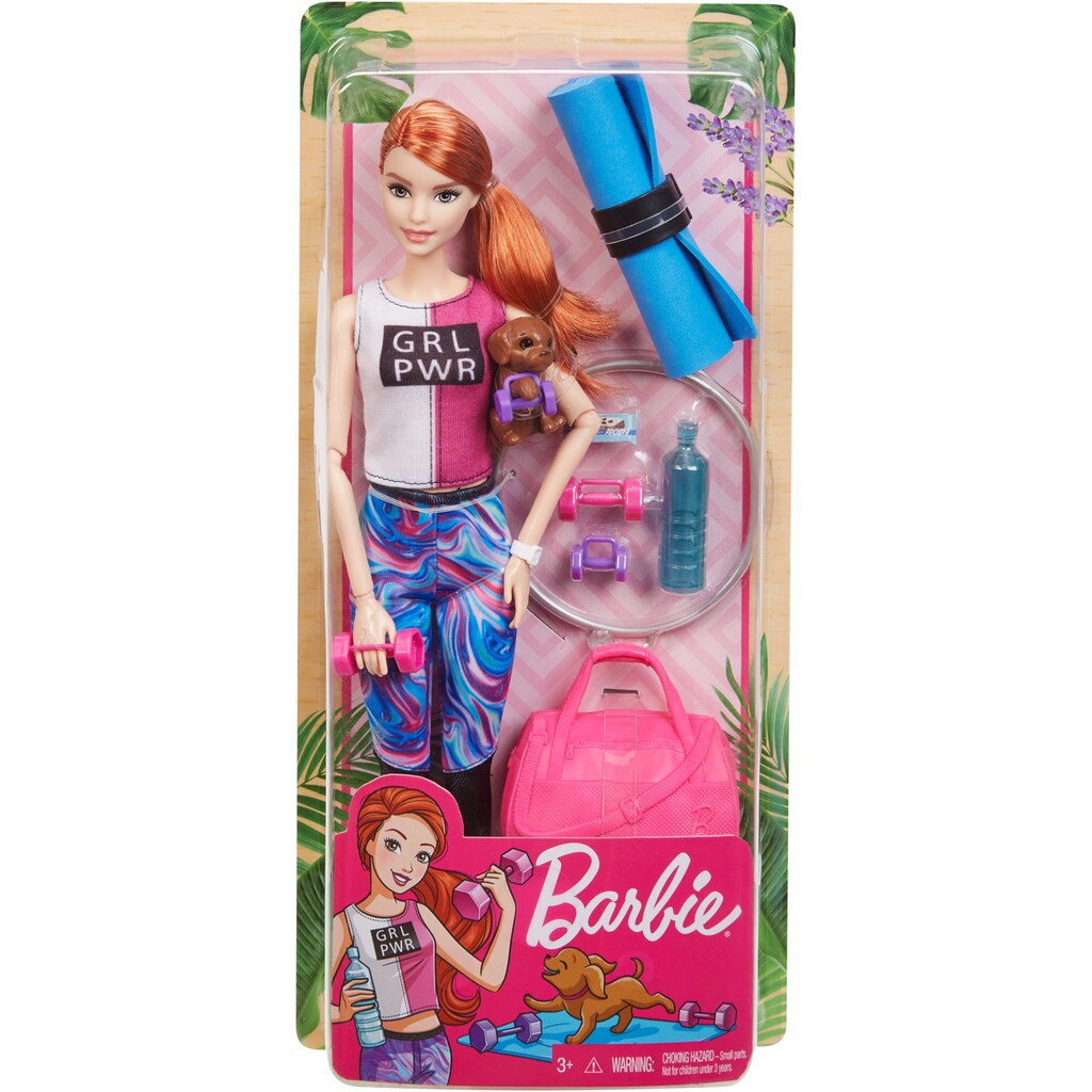 Barbie Anziehpuppe »Wellness Fitness«, mit Hündchen, Hula-Hoop-Reifen, Yoga-Matte u.v.m.