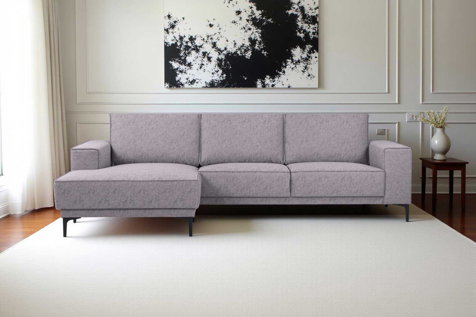 Places of Style Ecksofa »Polsterecke Oland, Struktur, Flachgewebe, Luxus-Microfaser, Boucle«, L-Form, 280 cm, Wellenunterfederung, Skandi-Design, Metallfüße