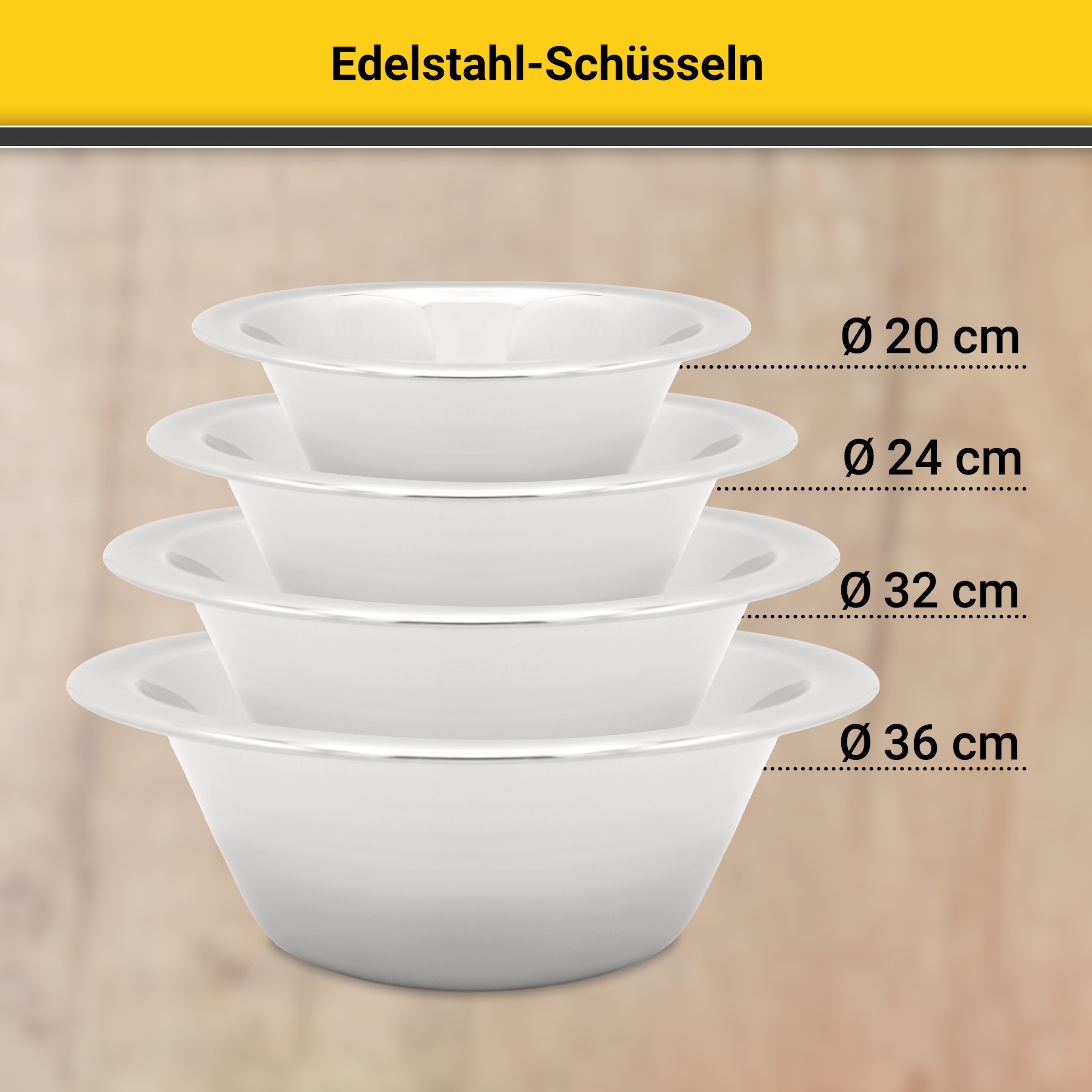 Krüger Schüssel »Edelstahl-Schüssel« 1 Stk. aus Edelstahl rostfrei, geschmacksneutral, robust, hygienisch