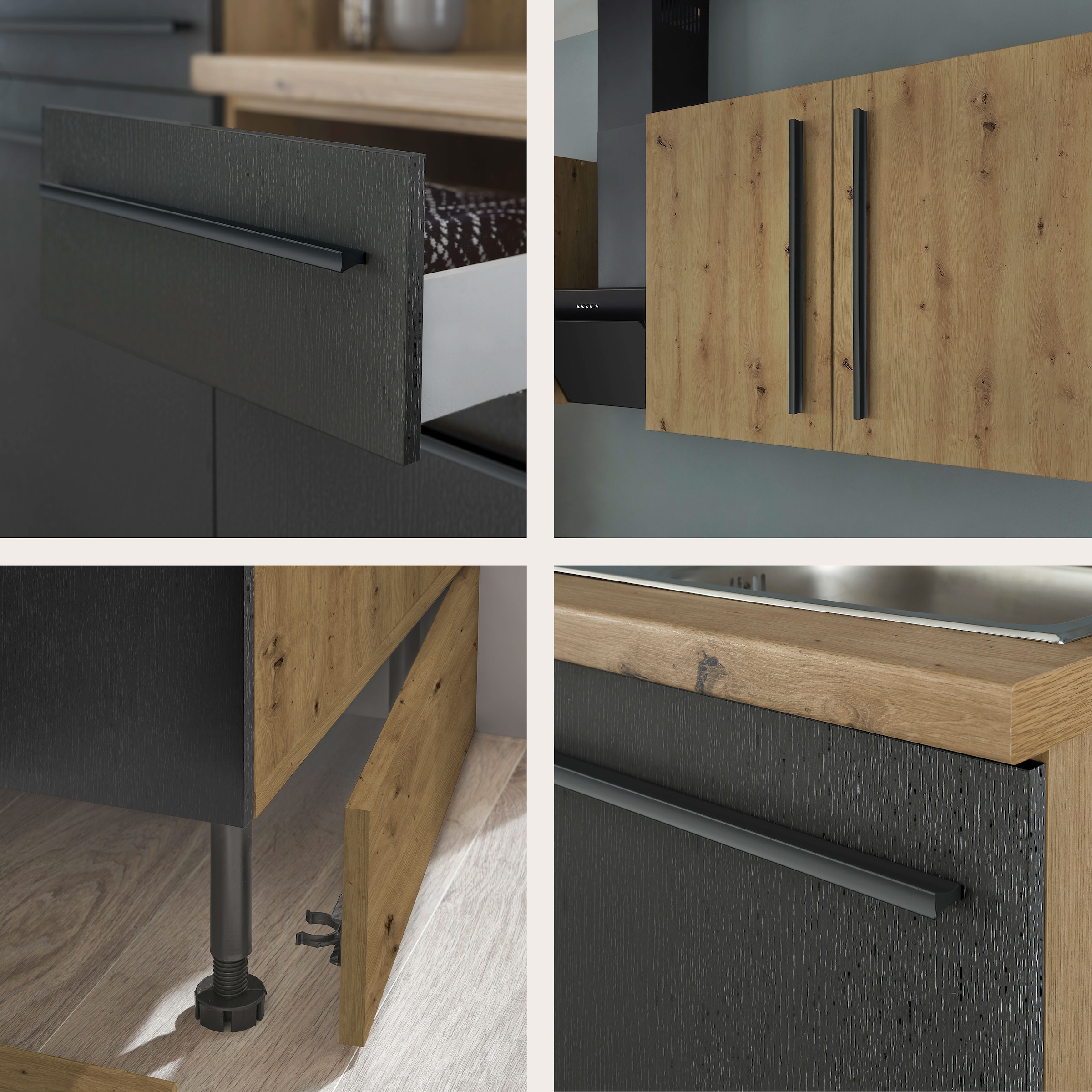 KOCHSTATION Küchenzeile »Florida mit 38mm starker Arbeitsplatte«, Breite 220 cm, wahlweise mit E-Geräten, Soft-Close-Funktion