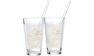 Latte-Macchiato-Glas »Coffee«, (Set, 4 tlg., 2 Latte Macchiato Gläser mit je einem...