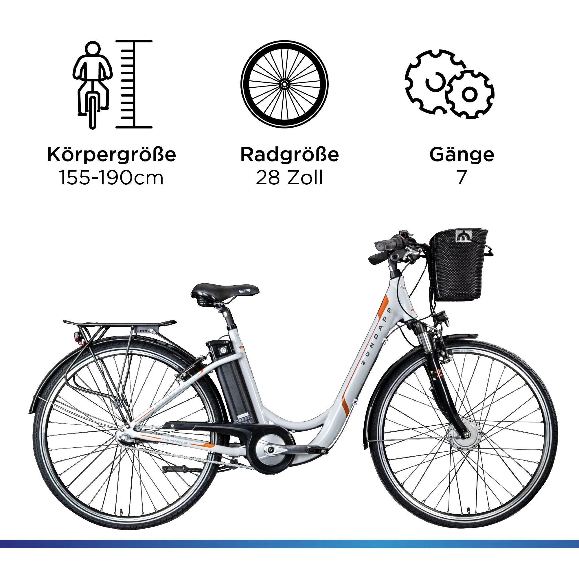 Zündapp E-Bike »Z517«, 7 Gang, Shimano, Frontmotor 250 W, Pedelec, Elektrofahrrad für Damen u....