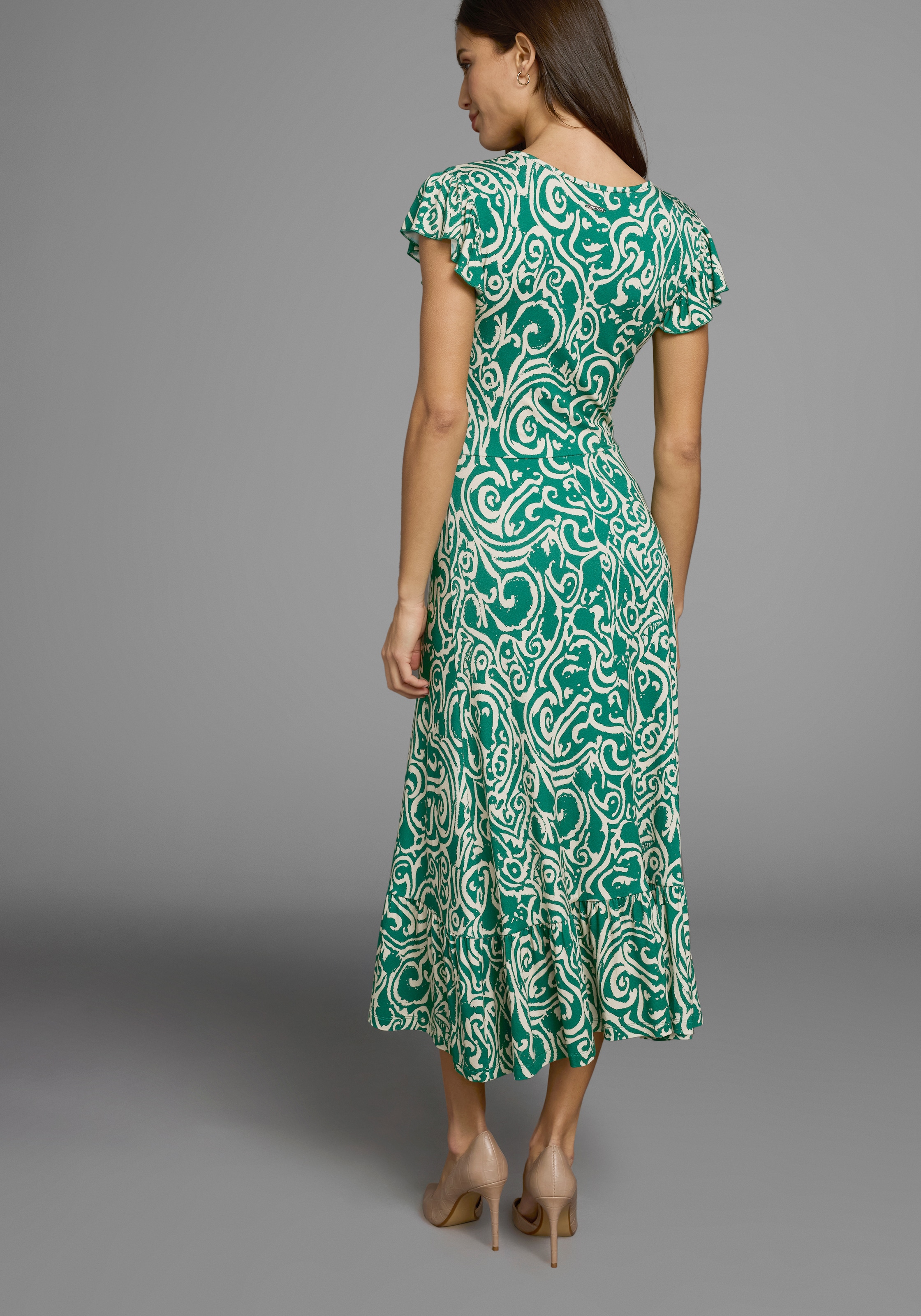 Laura Scott Sommerkleid, mit Alloverdruck & leicht gerafften Flügel-Ärmeln - NEUE KOLLEKTION