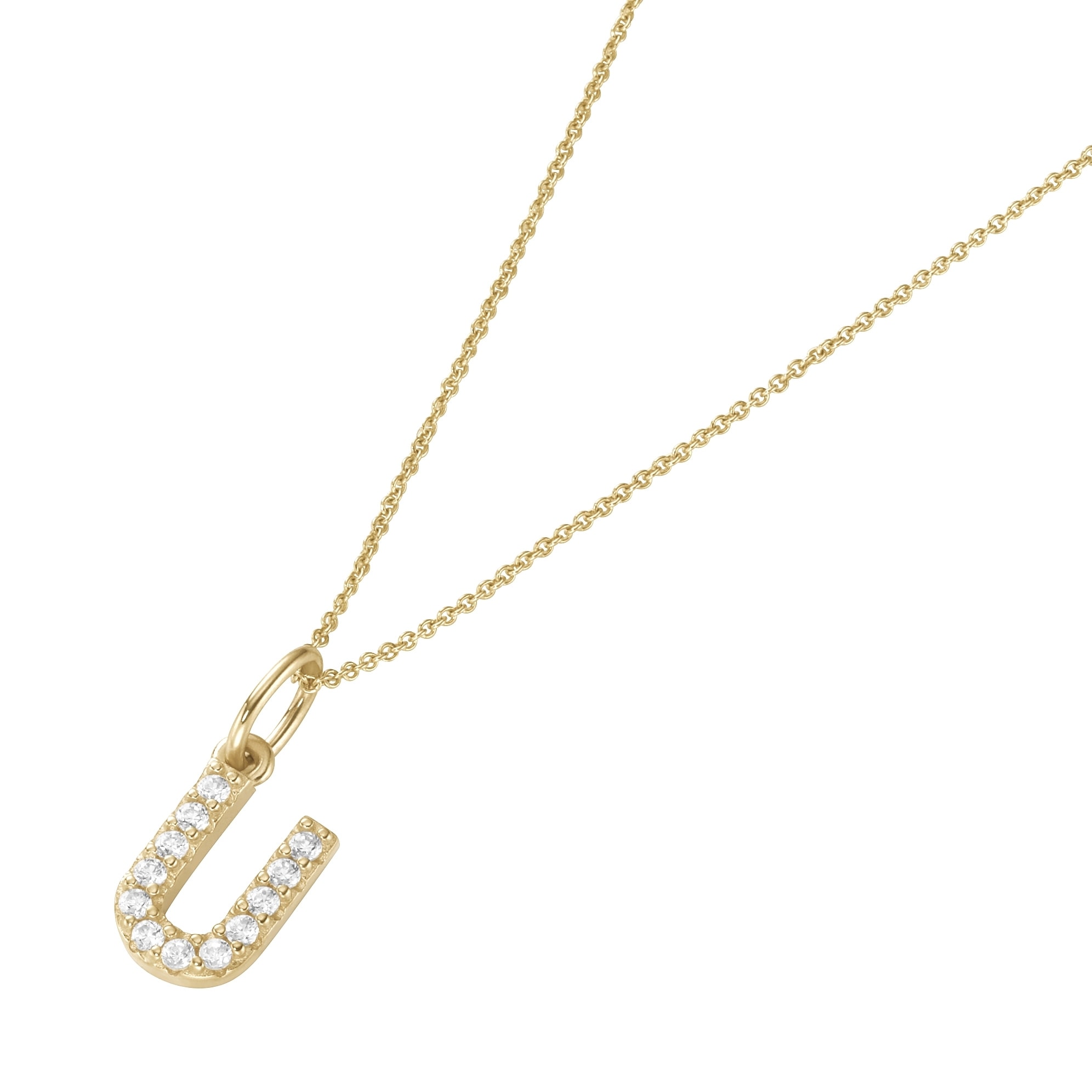 Luigi Merano Kette mit Anhänger »Kette Anhänger Buchstabe U mit Zirkonia, Gold 375«