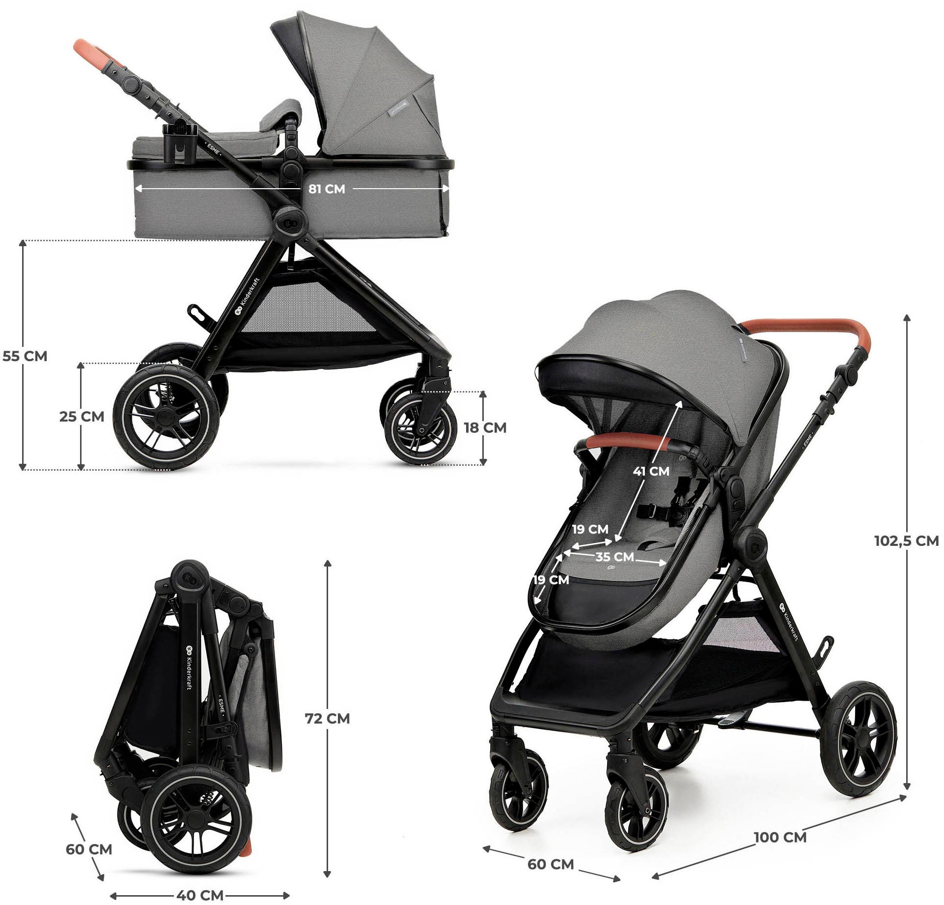 Kinderkraft Kombi-Kinderwagen »ESME 3IN1« 25 kg