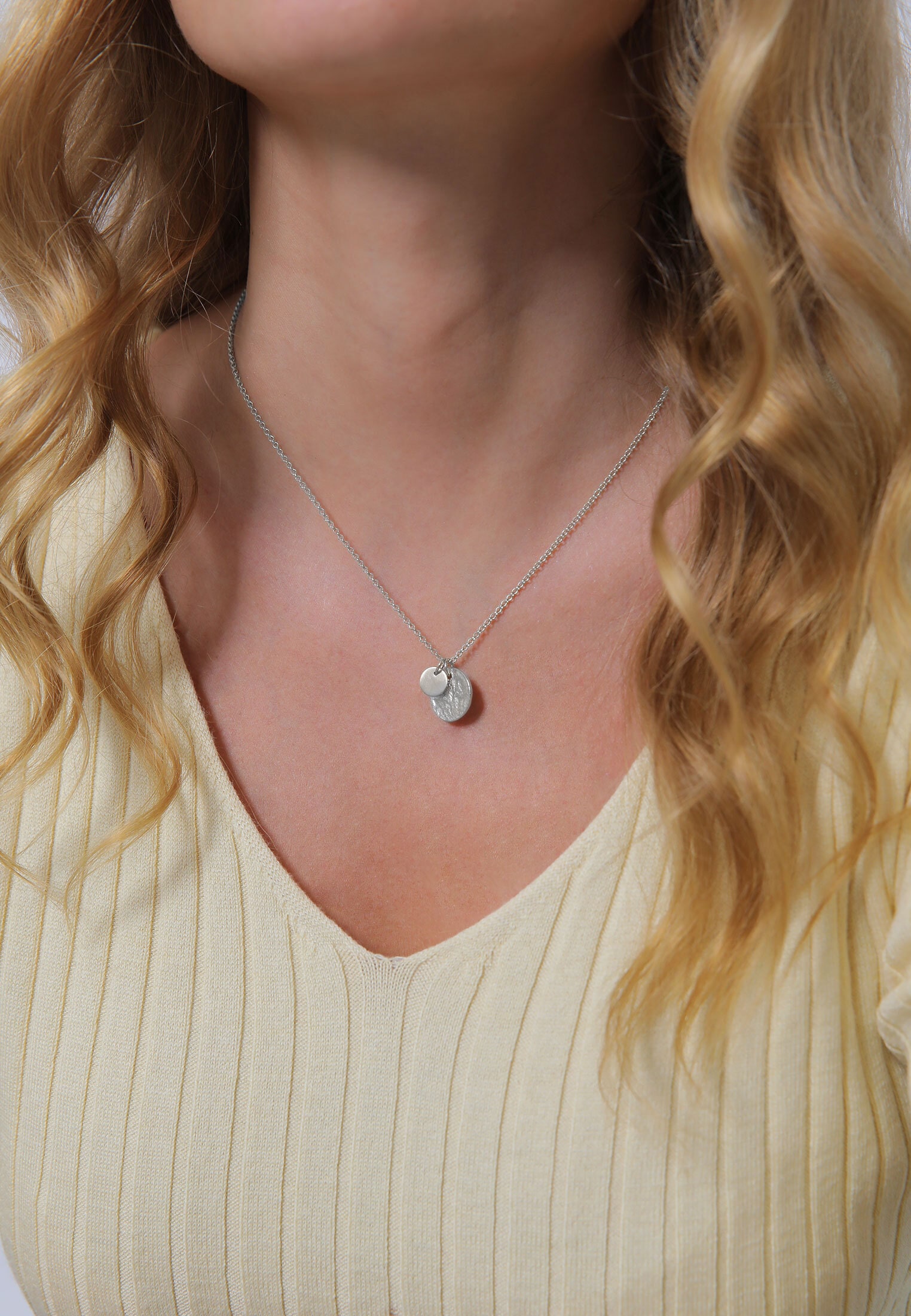 Elli Kette mit Anhänger »Halskette Plättchen Münzen Organic Look 925 Silber«