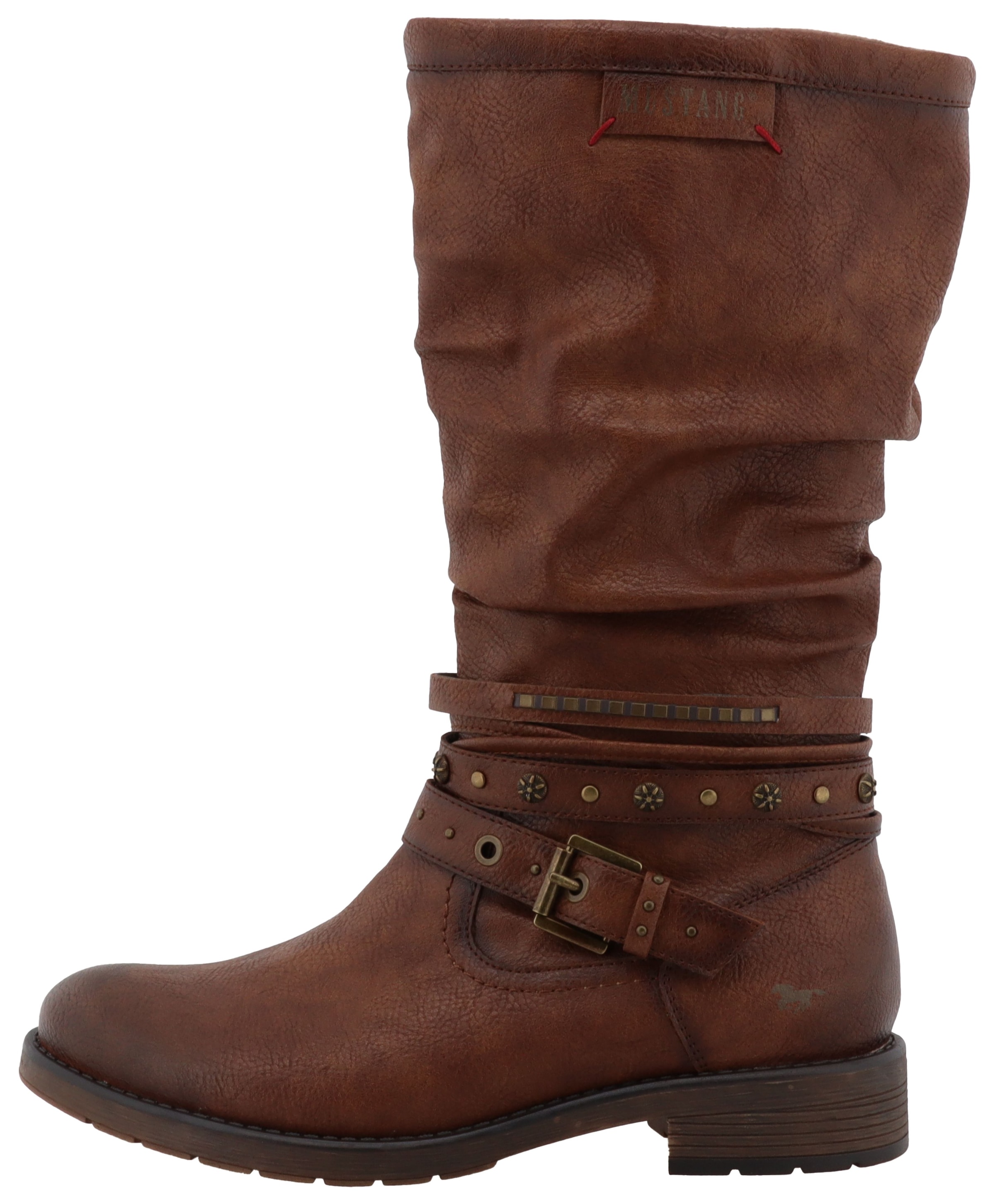 Mustang Shoes Winterstiefel »Elfi«  Stiefel mit Zierriemchen und Blockabsatz