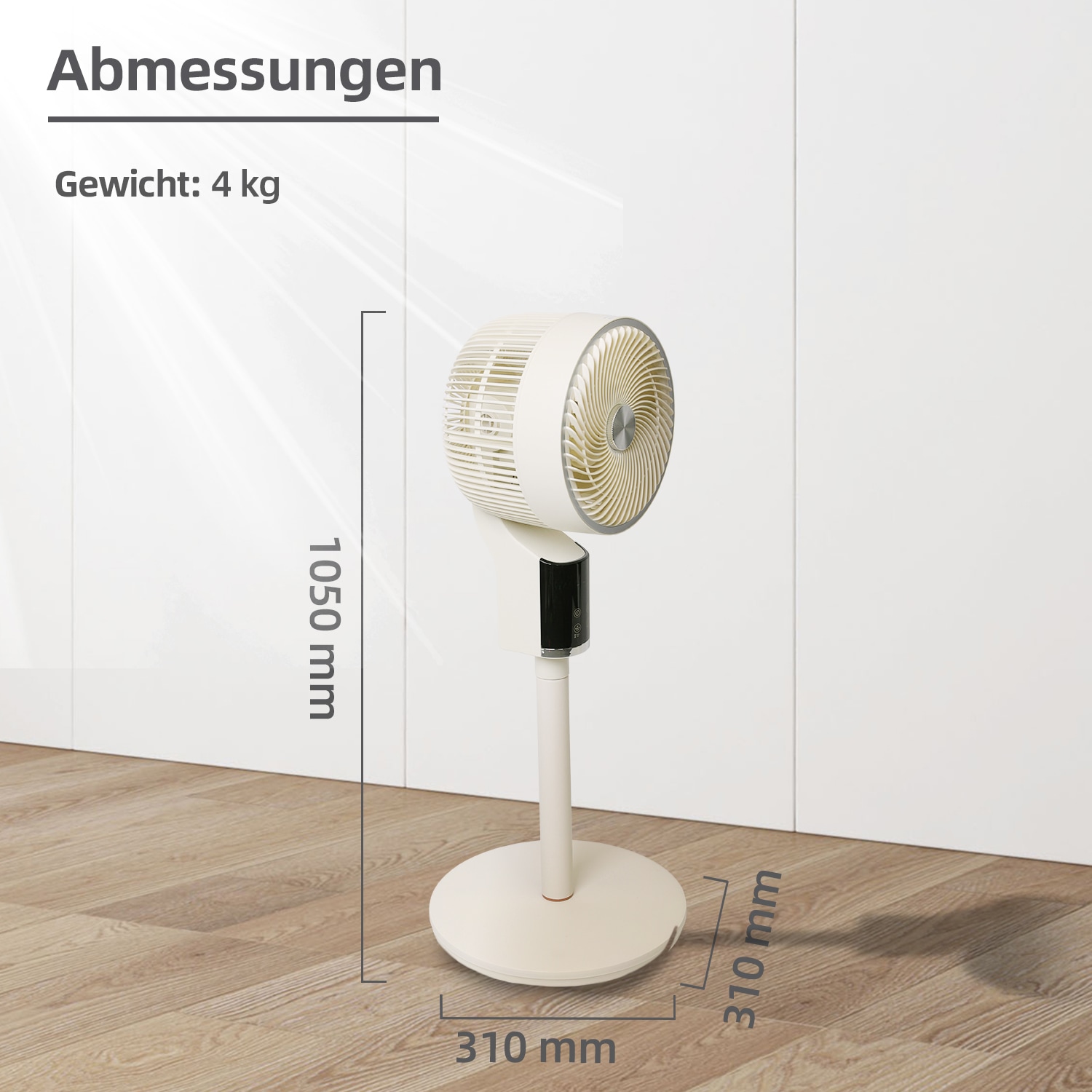 be cool Standventilator »Design-Standventilator 26cm mit 3D-Oszillation & Aromabox beige«, 3D-Osszilation, Aromabox