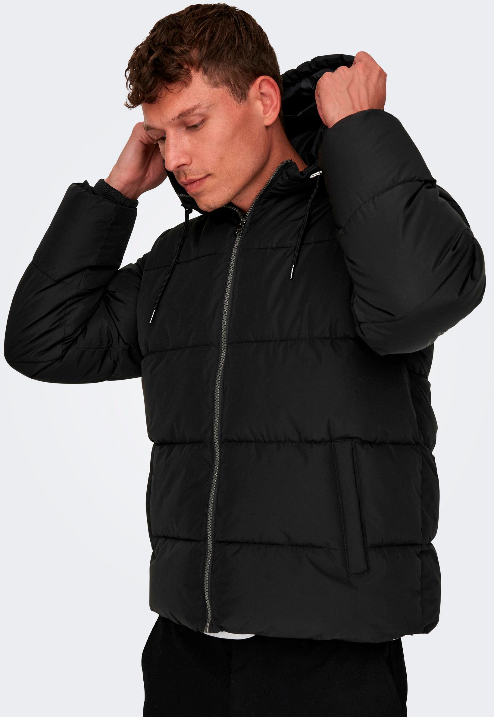 ONLY & SONS Steppjacke »ONSMARLON LIFE HOOD PUFFER JACKET OTW VD«, mit Kapuze