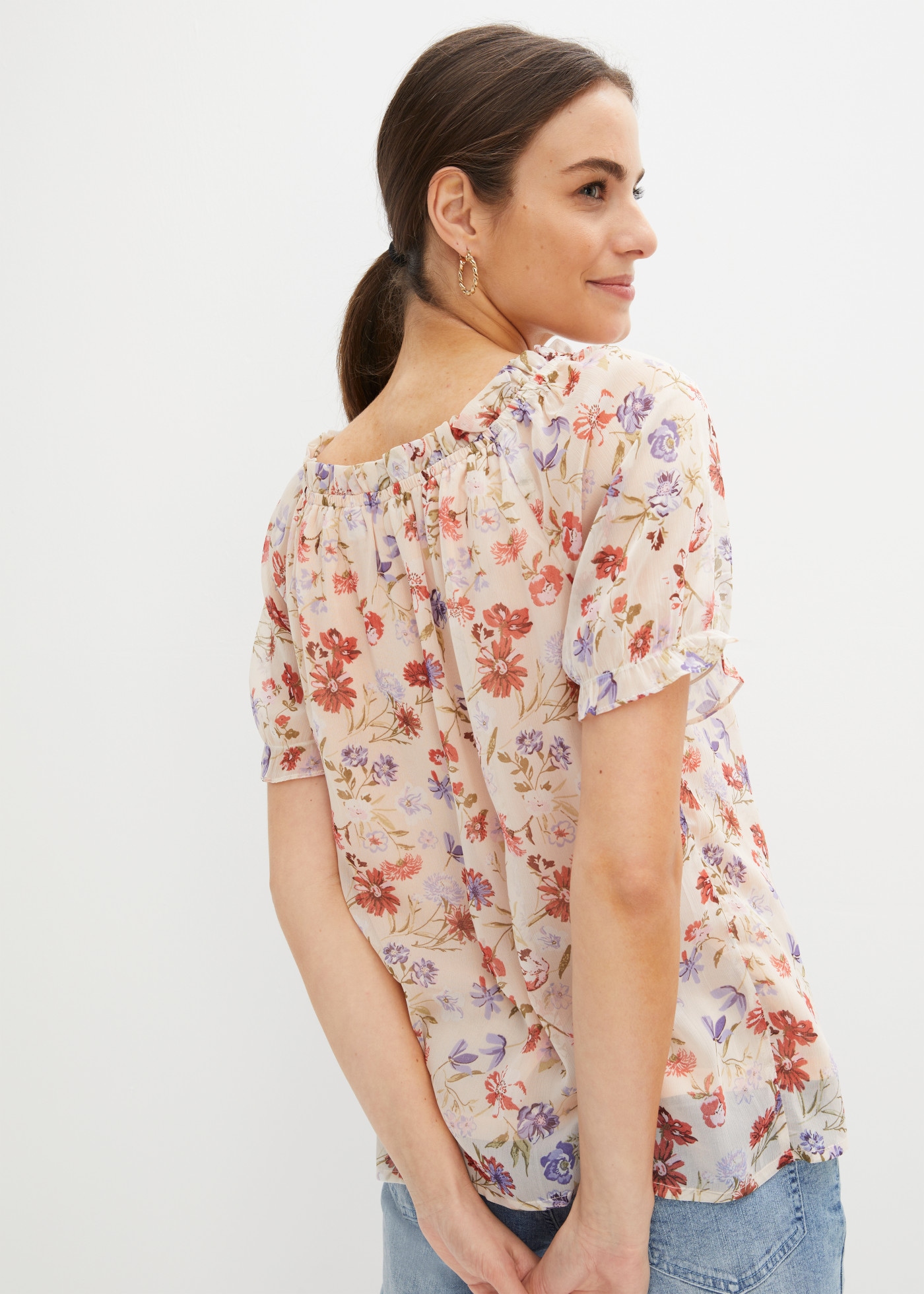 bonprix Tunika bequeme Passform, kurze Puffärmel, auch als Offshoulder tragbar