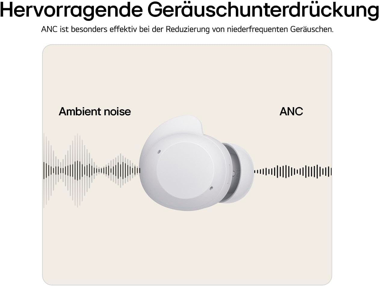 LG Bluetooth-Kopfhörer »xboom Buds Lite«, Bluetooth, Active Noise Cancelling (ANC)-Freisprechfunktion-LED Ladestandsanzeige-Multi-Point-Verbindung-Rauschunterdrückung-Sprachsteuerung-kompatibel mit Siri