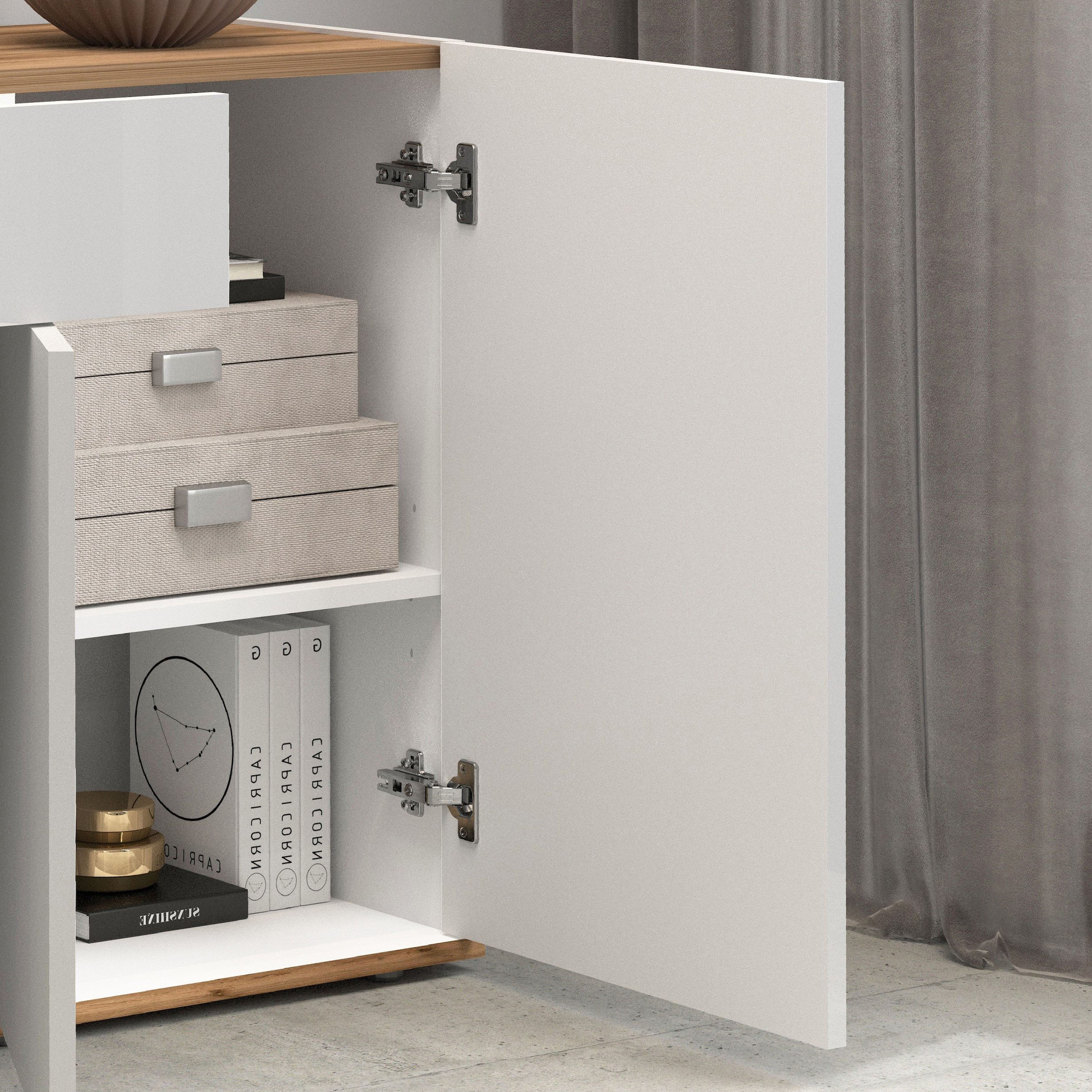 OTTO home Highboard »GARDA ,Kommode, Made in Italy, Breite 102 cm, Höhe 110 cm, grifflos« 1 Stk. tlg. Hochglanzlackierte Fronten, Korpus matt, grifflos