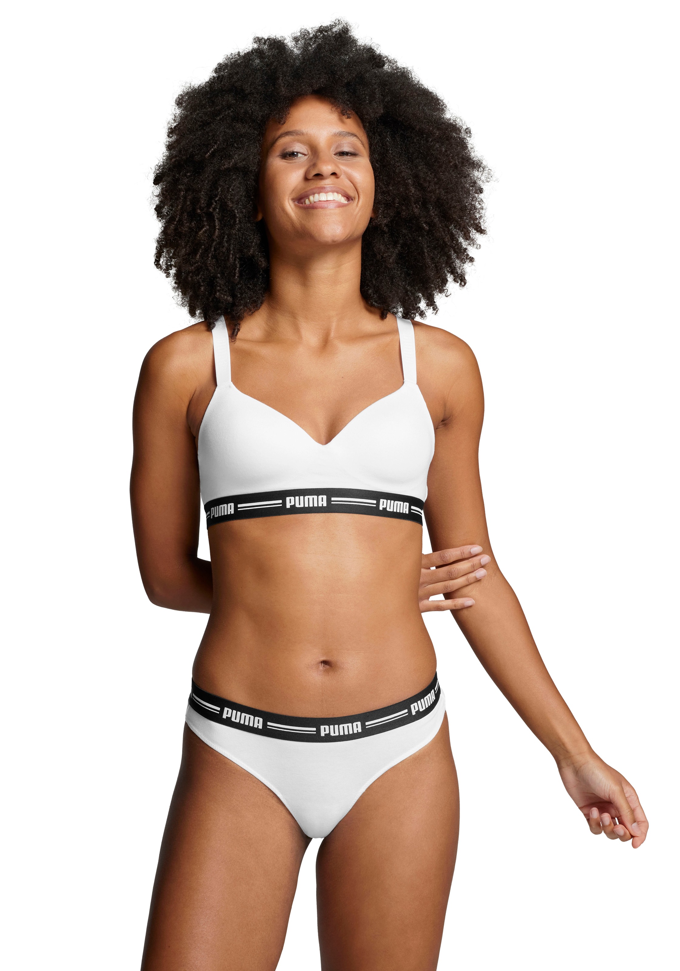 PUMA String »PUMA WOMEN STRING 2P«, (2er Pack), mit schmalem elastischem Logobündchen