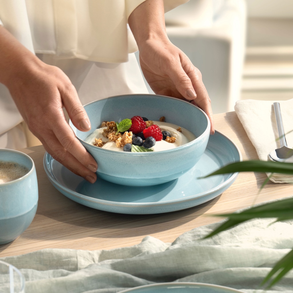 like. by Villeroy & Boch Schale »Schüsseln Perlemor Aqua ø 16,9 cm 4er Set blau« 4 Spülmaschinengeeignet, Mikrowellengeeignet