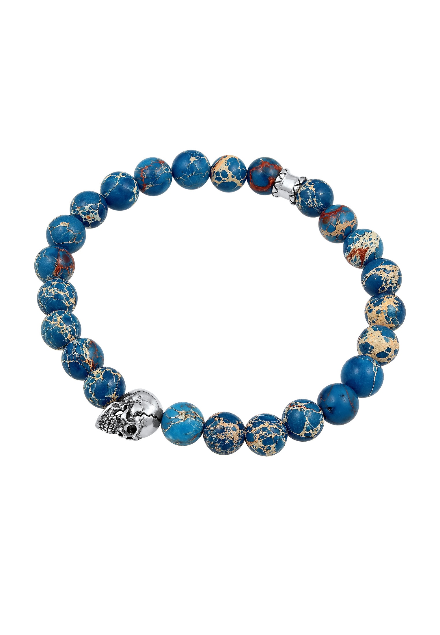Kuzzoi Armkette »Armband Herren Blauer Achat Stein mit Totenkopf Silber«