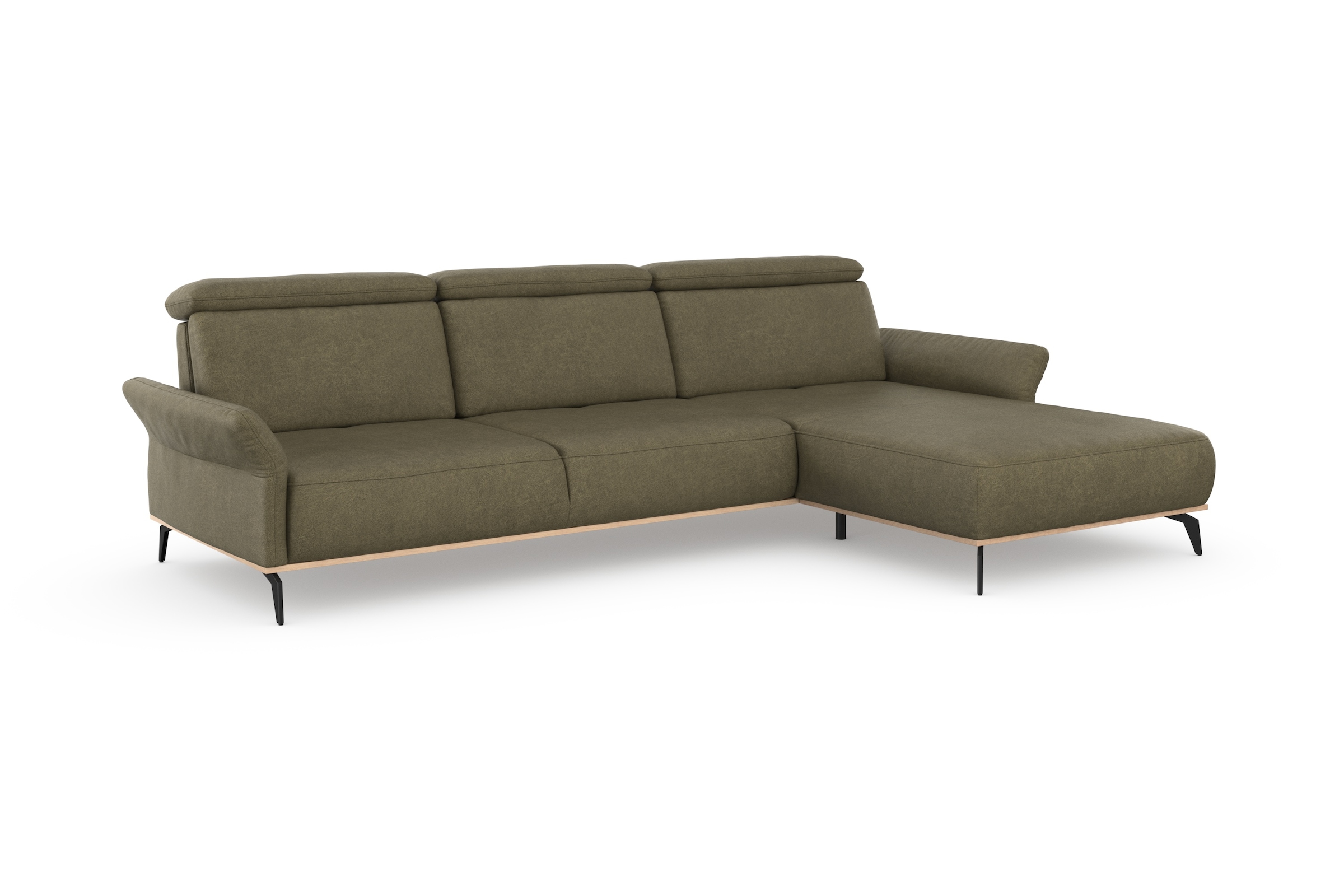 Places of Style Ecksofa »Fjord L-Form«, massiv, wahlweise mit Armlehnfunktion, Kopf- Sitztiefenverstellung